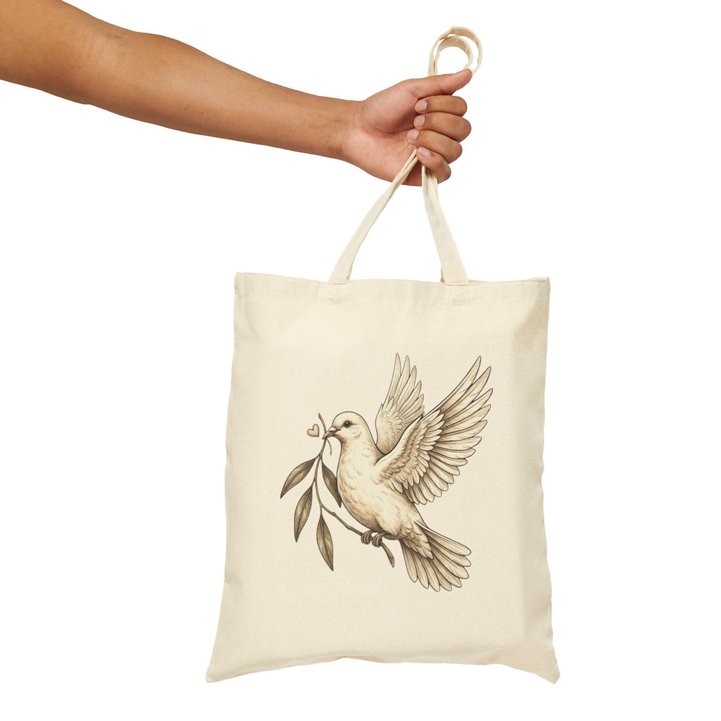 Dove with Olive Branch Tote Bag | Peace & Hope Canvas Tote | Inspirational Christian Tote