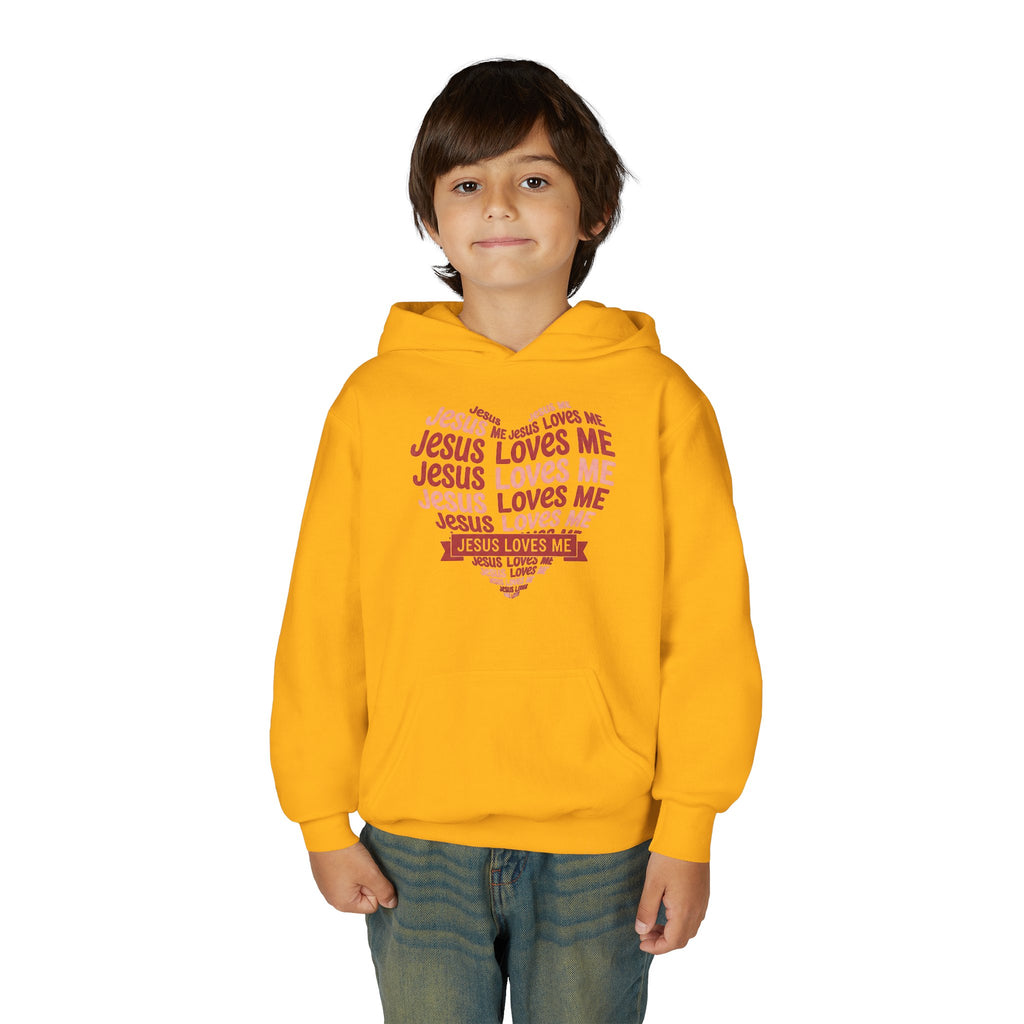 Jesus Loves Me Youth Hoodie – Heart Word Cloud Christian Kids Sweatshirt | Faith Inspired Kids Apparel