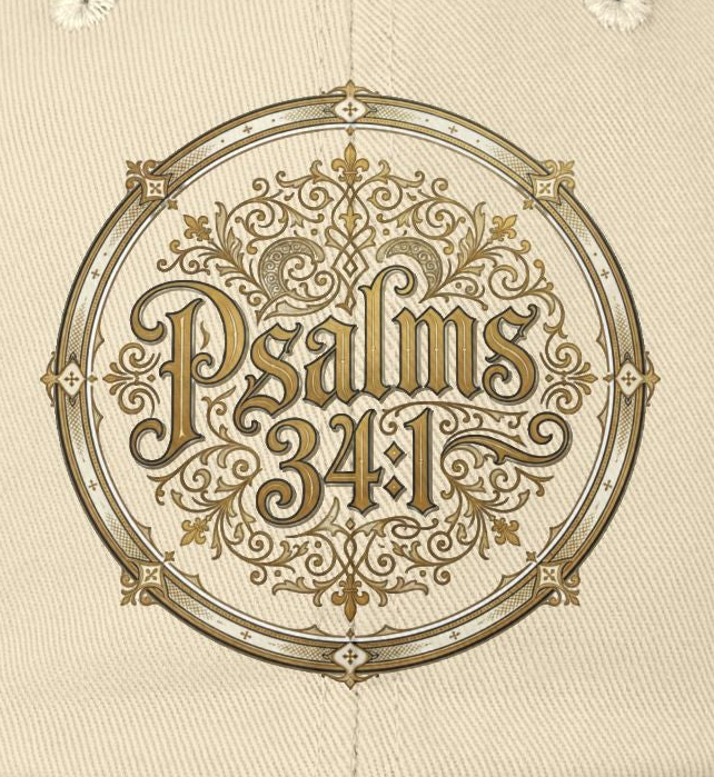 Distressed Black Cap – Psalms 23:1 Vintage Gold Emblem Hat | Faith & Freedom Creations