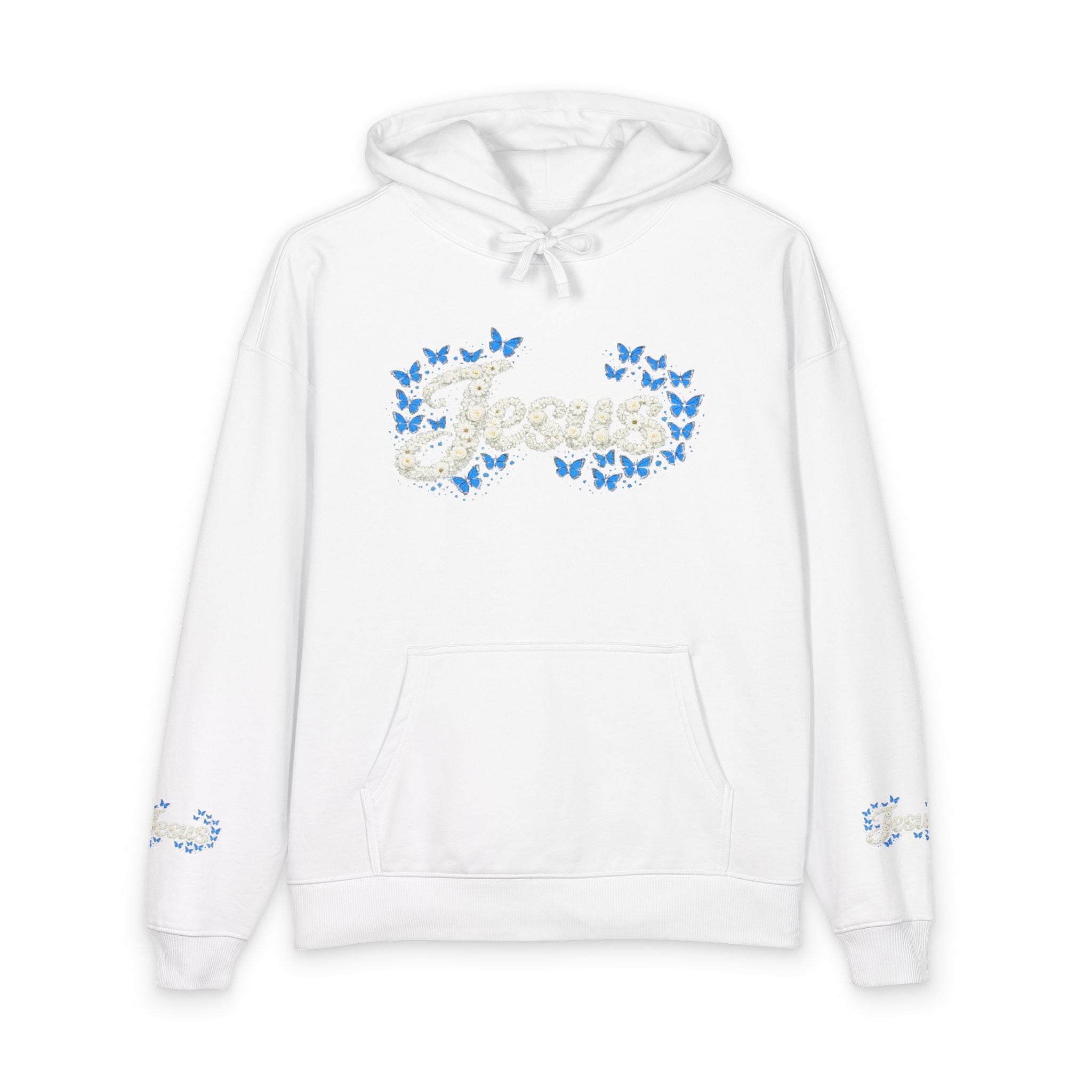 Jesus Floral Hoodie – Christian Faith Organic Pullover | Relaxed Fit Inspirational Hoodie