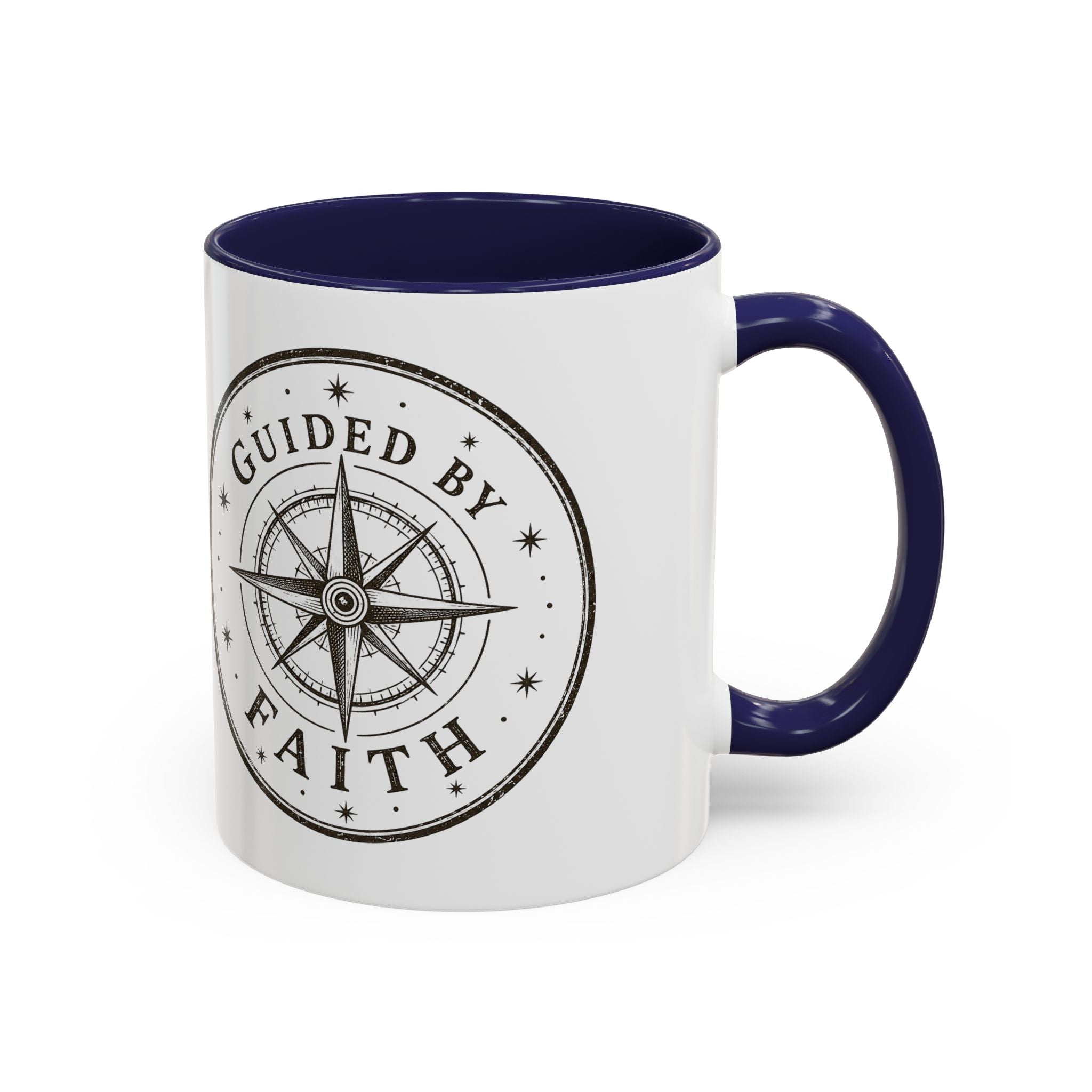 Guided by Faith Compass Coffee Mug | Inspirational Christian Accent Mug | Faith Freedom Creations