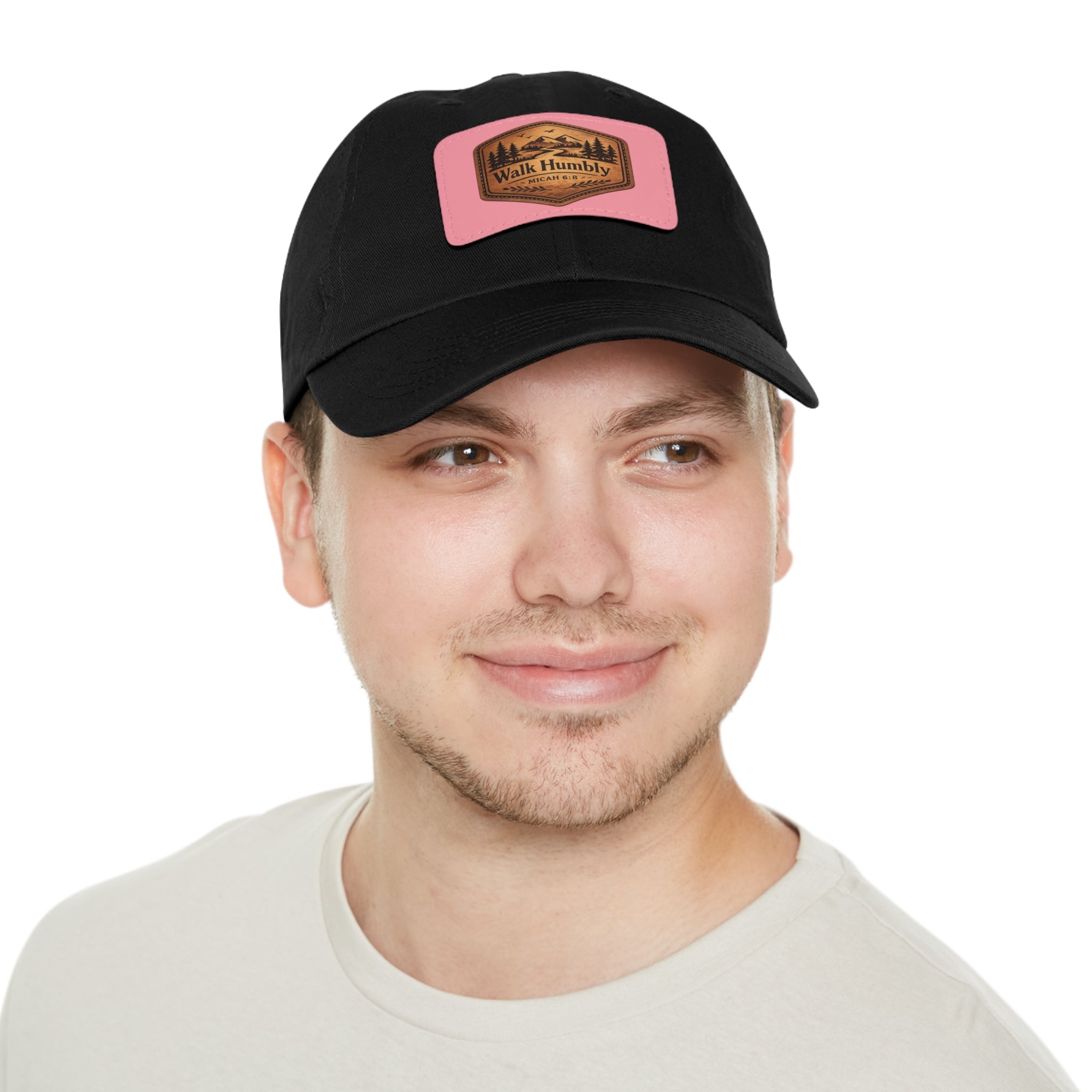 Walk Humbly Leather Patch Dad Hat | Micah 6:8 Christian Outdoor Cap | Faith Freedom Creations