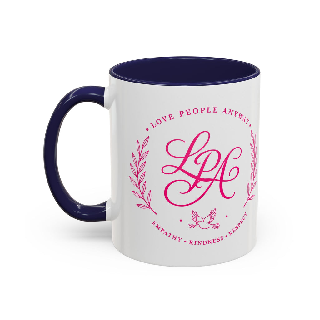 Love People Anyway Coffee Mug | Inspirational Pink Monogram Mug | Faith Freedom Creations