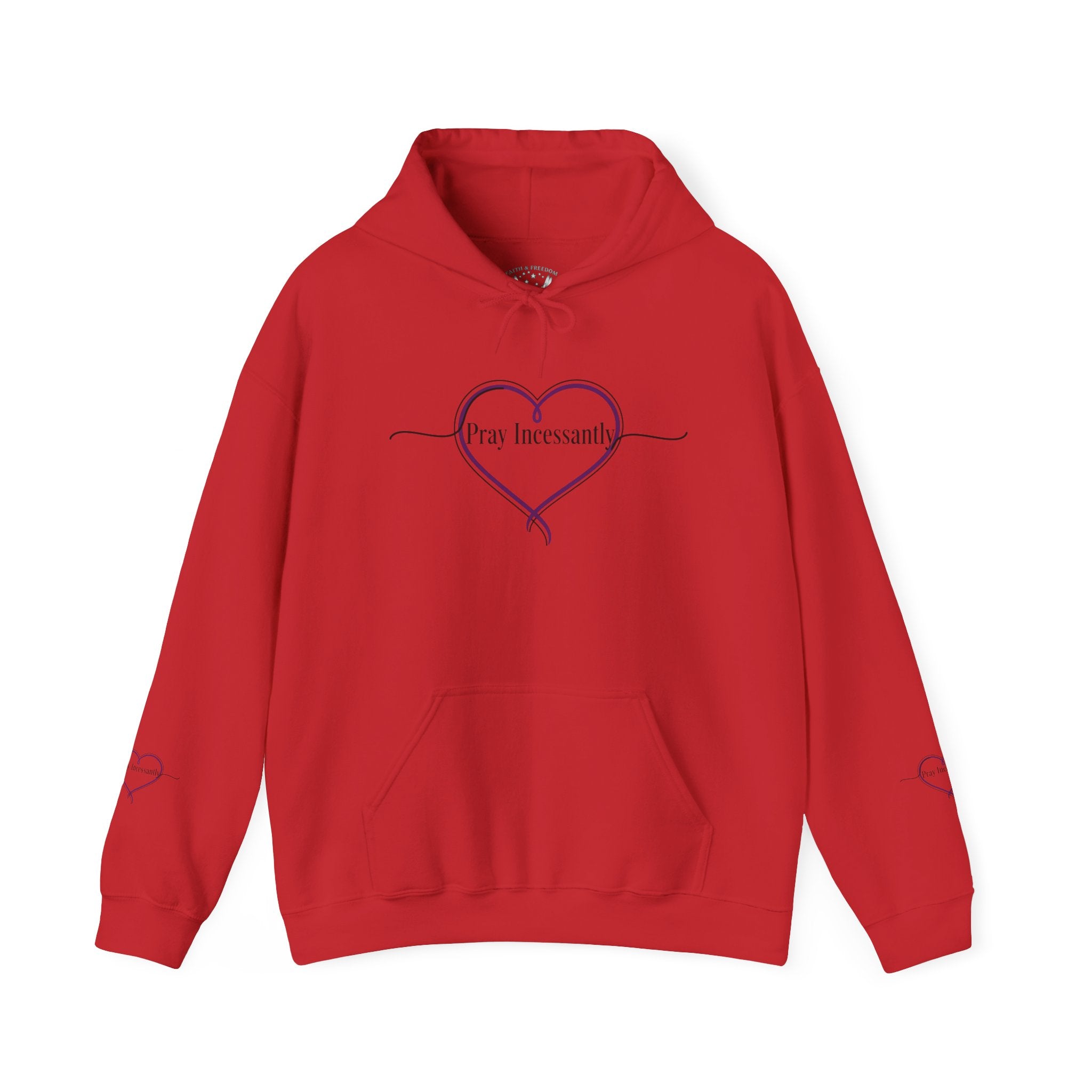 'Pray Incessantly' Heart Script Hoodie — Faith-Inspired Pullover