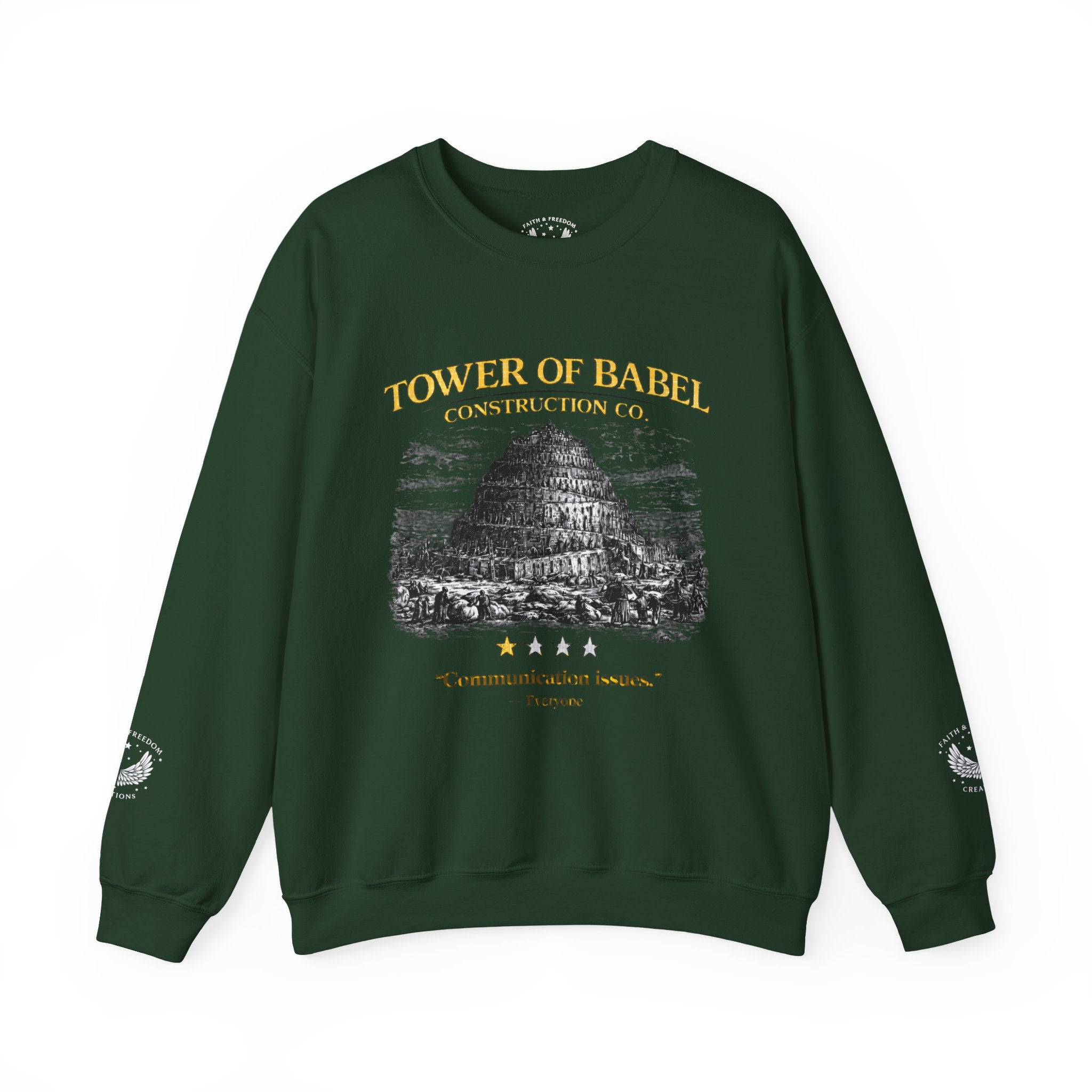 Tower of Babel Crewneck - Vintage Funny Review Graphic Sweatshirt