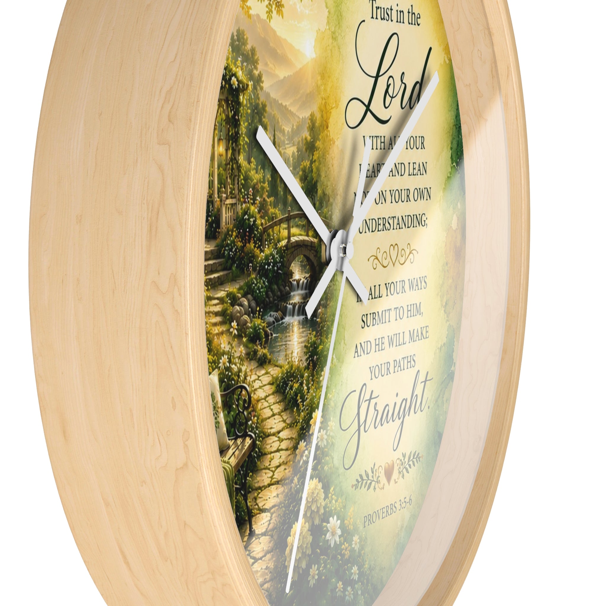Trust in the Lord Wall Clock | Proverbs 3:5-6 Christian Scripture Clock | Inspirational Faith Decor