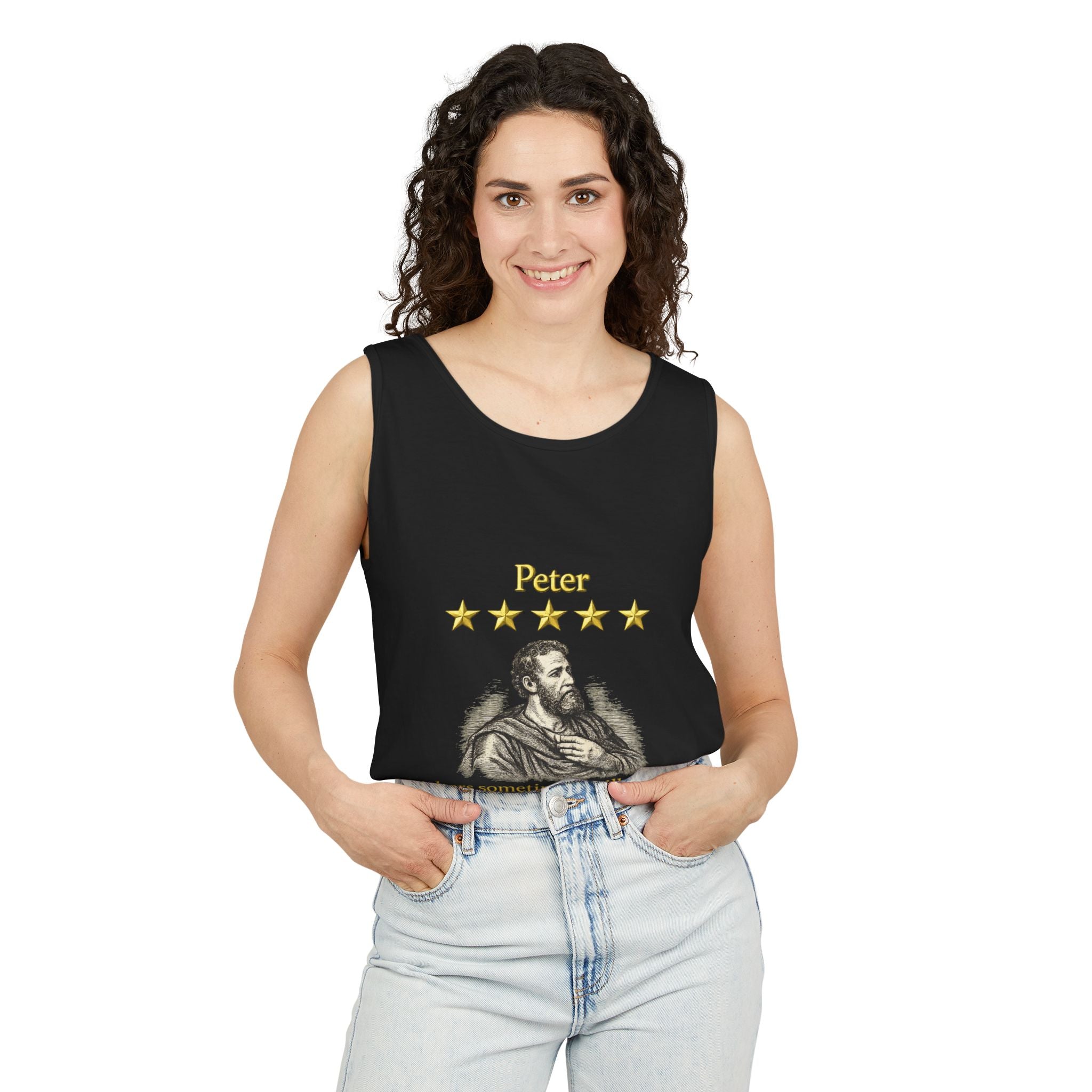 Peter Christian Tank Top — "Falters Sometimes. Still Chosen." Jesus Review-⭐ Five-Star Faith Series⭐