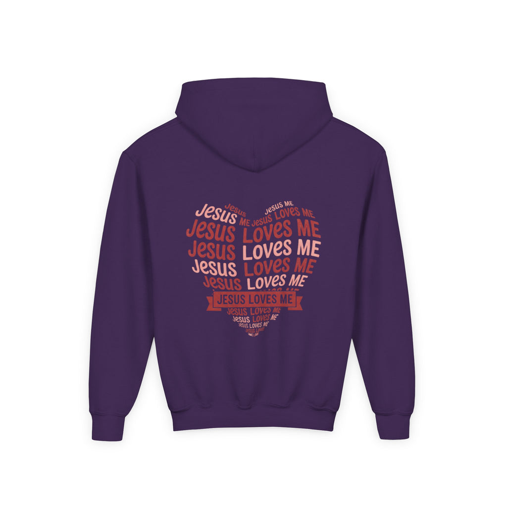 Jesus Loves Me Youth Hoodie – Heart Word Cloud Christian Kids Sweatshirt | Faith Inspired Kids Apparel