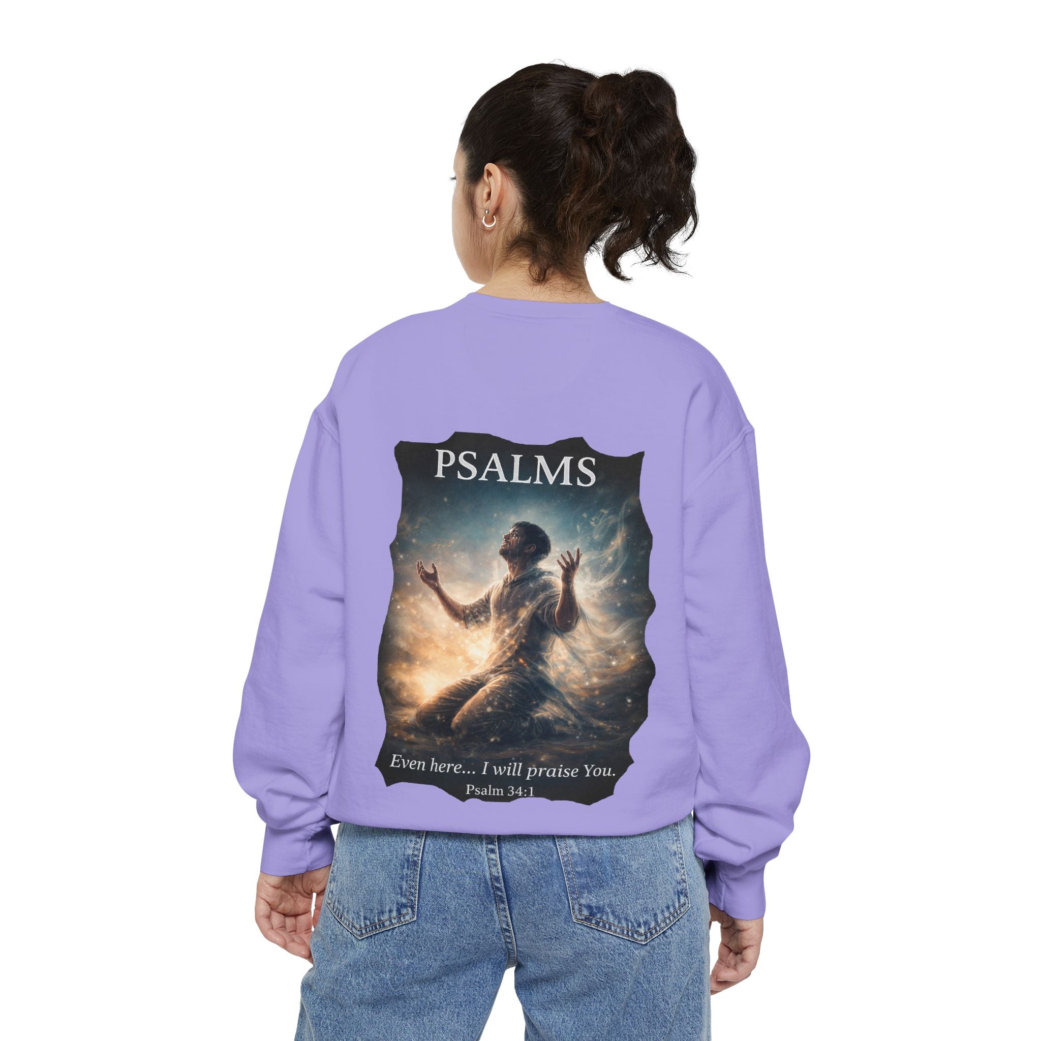 Psalm 34:1 Crewneck Sweatshirt | Inspirational Christian Graphic Sweatshirt | Faith Apparel