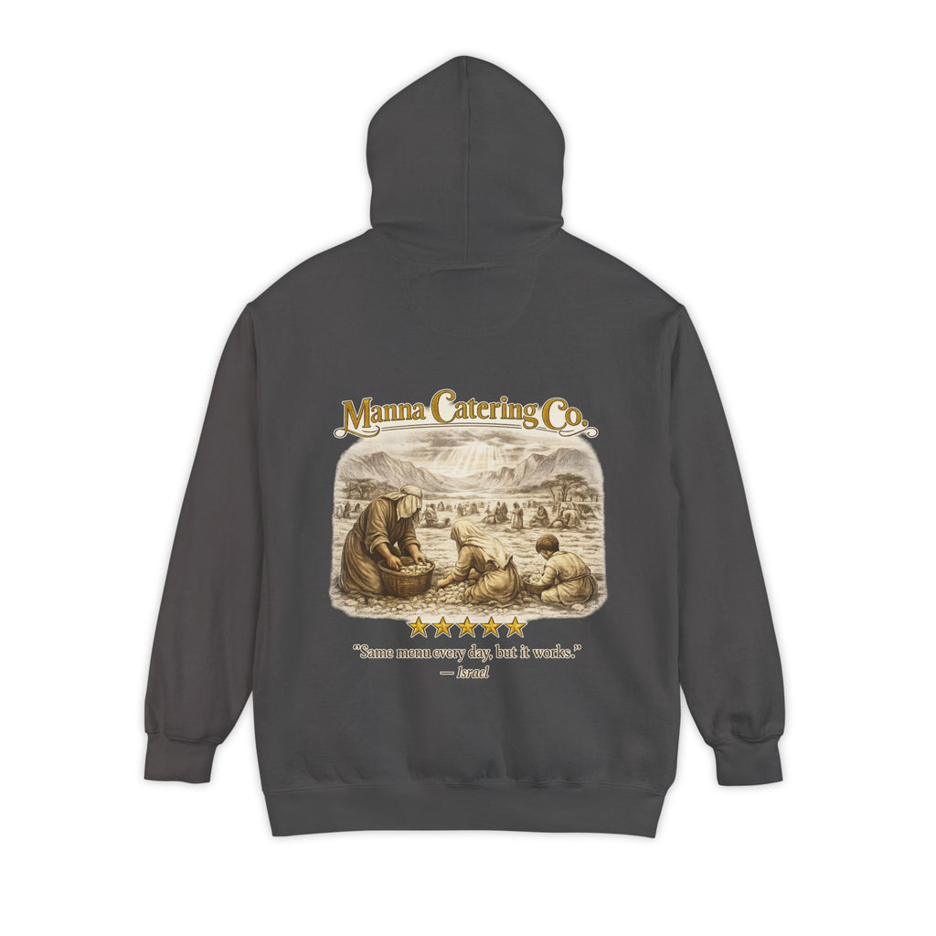 Manna Catering Co. – Hoodie | “Manna Review” Vintage Graphic – Five-Star Faith Series