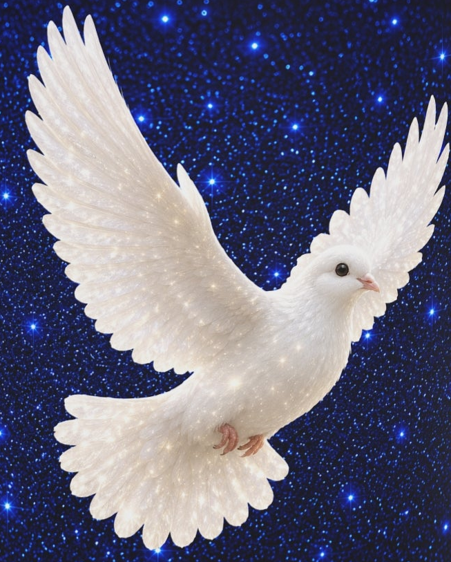 Peace Dove Heart Mug | Starry Night Ceramic Coffee Mug | White Dove Christian Gift