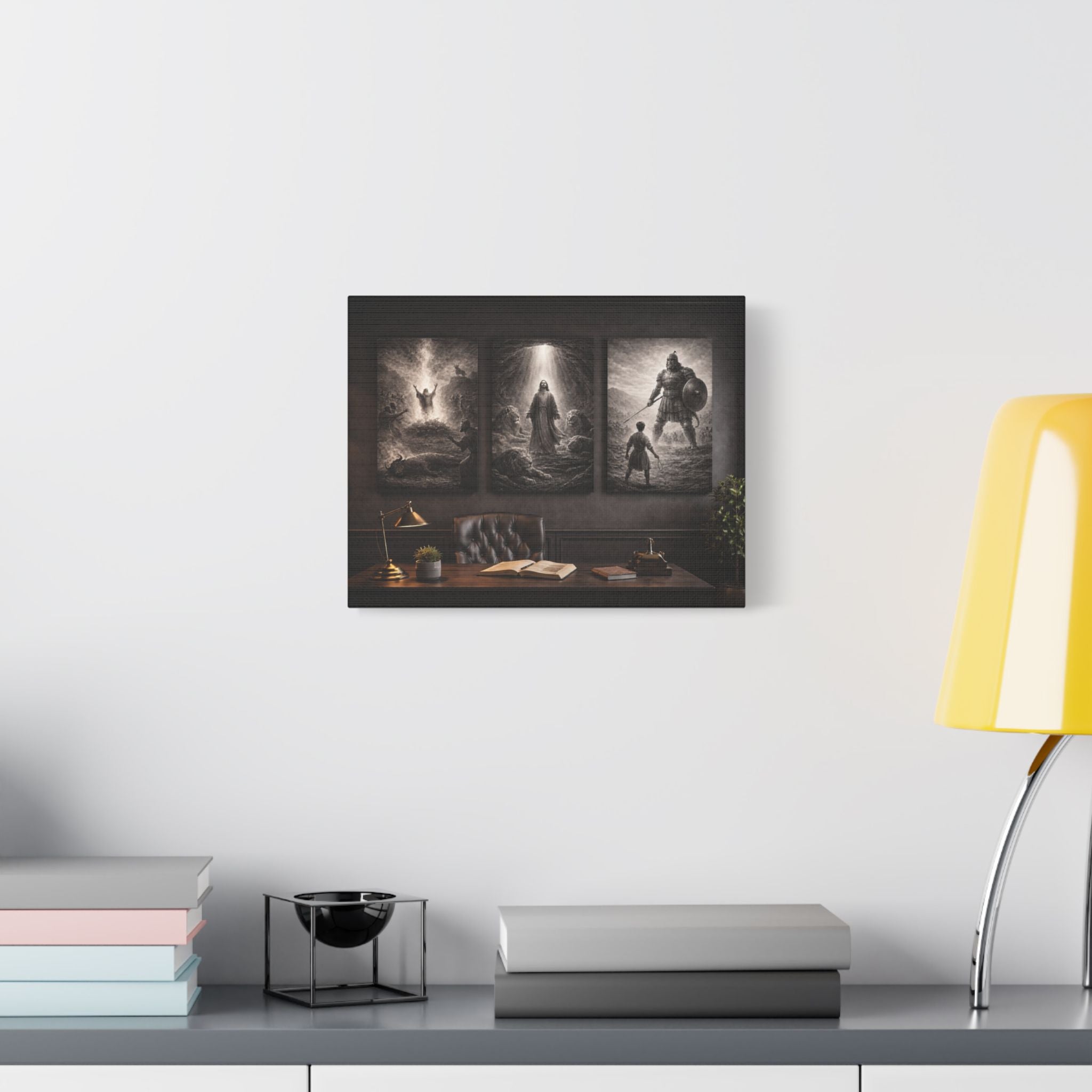 Elijah, Daniel & David Triptych Canvas – Biblical Heroes Christian Wall Art | Religious Scripture Canvas