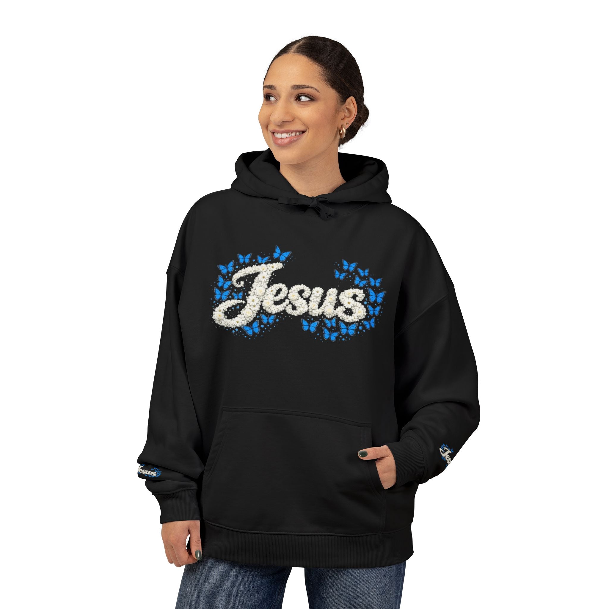 Jesus Floral Hoodie – Christian Faith Organic Pullover | Relaxed Fit Inspirational Hoodie