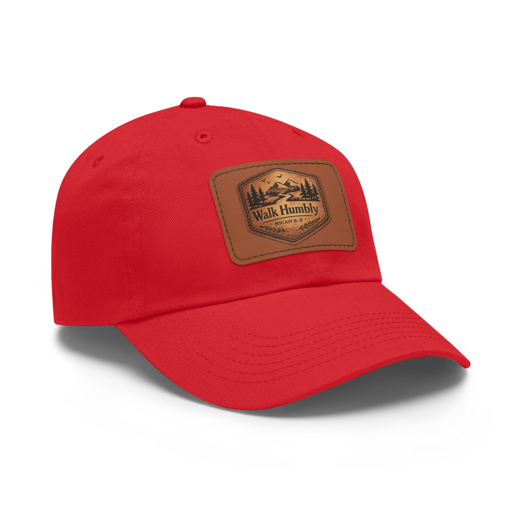 Walk Humbly Leather Patch Dad Hat | Micah 6:8 Christian Outdoor Cap | Faith Freedom Creations