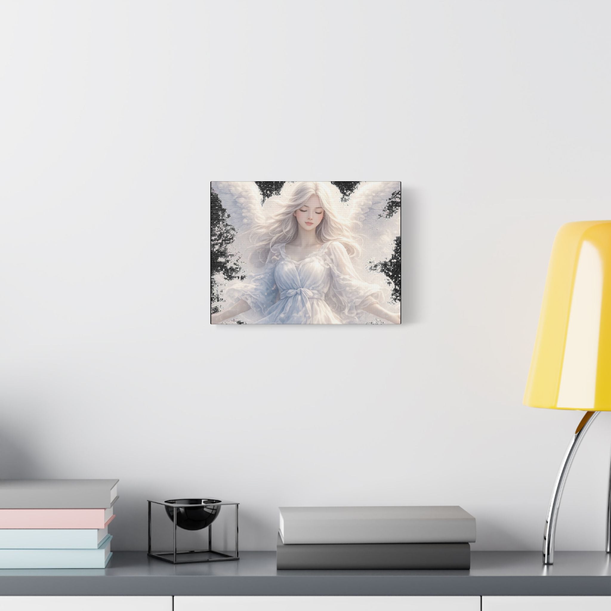 Angelic White Guardian Canvas — Serene Angel Nursery Wall Art