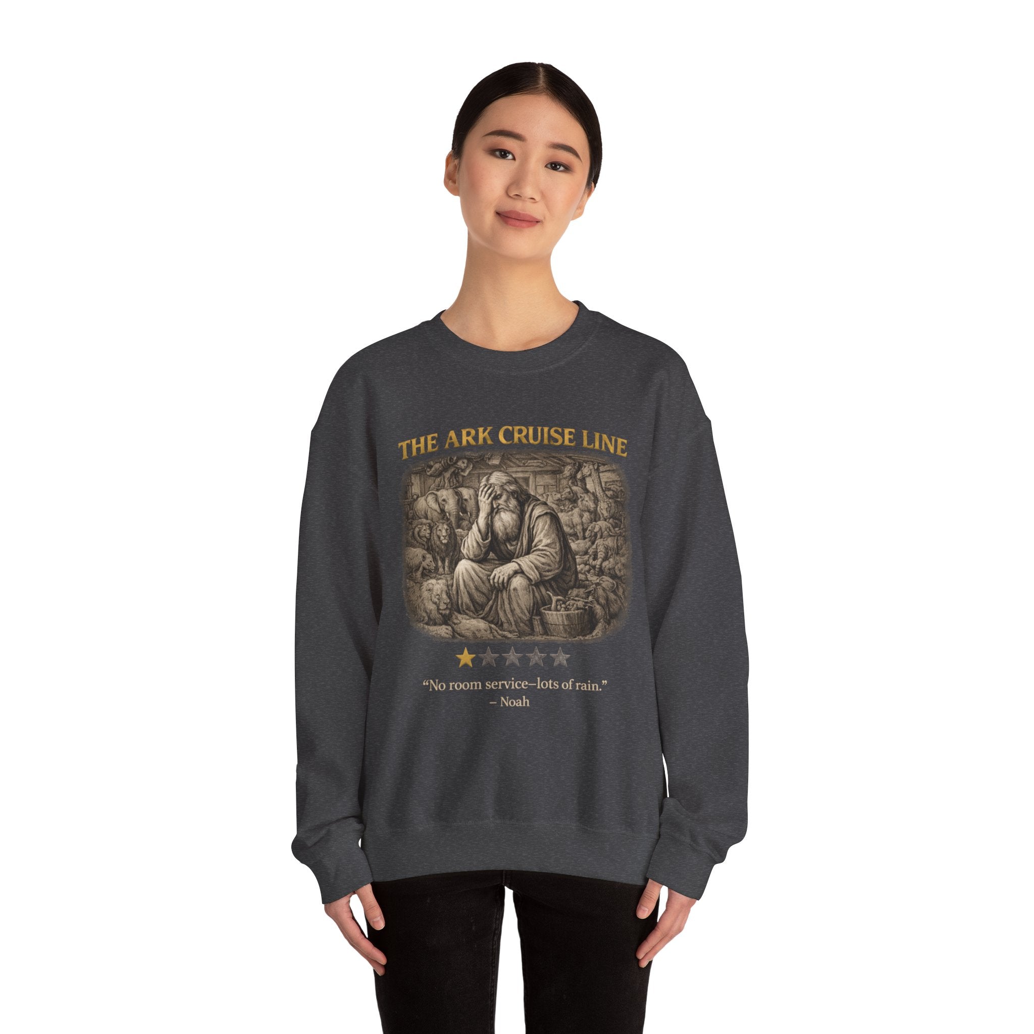 Noah – Crewneck Sweatshirt | “Ark Cruise Liner” Vintage Illustration – Five-Star Faith Series