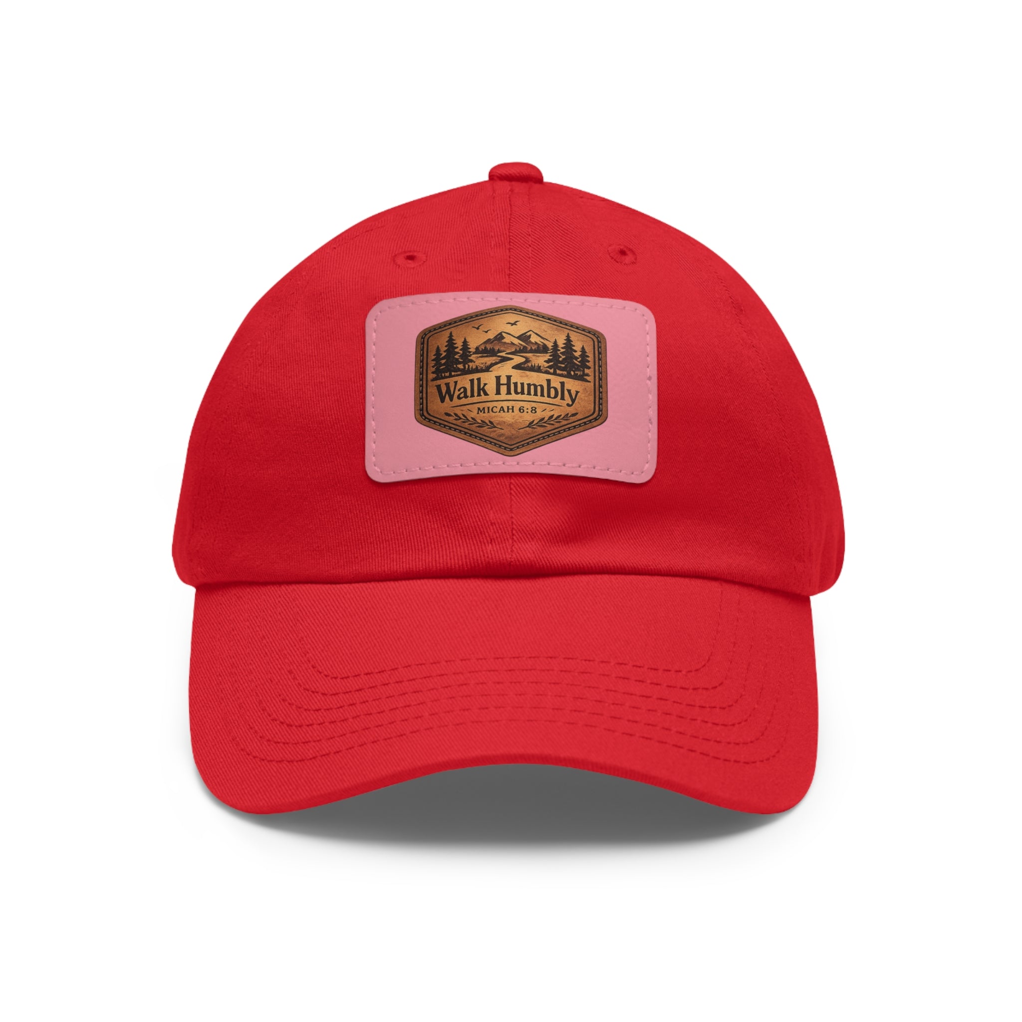 Walk Humbly Leather Patch Dad Hat | Micah 6:8 Christian Outdoor Cap | Faith Freedom Creations