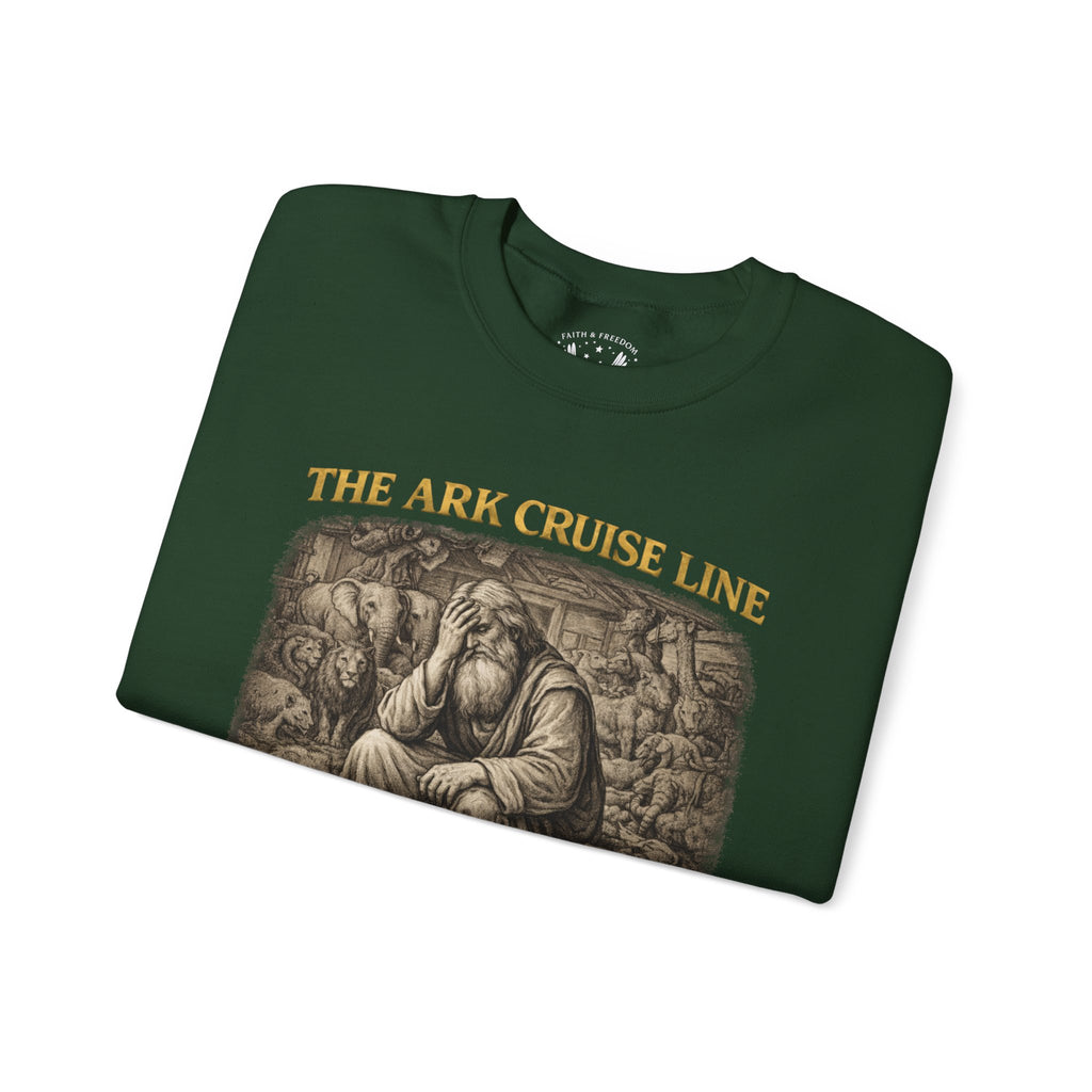 Noah – Crewneck Sweatshirt | “Ark Cruise Liner” Vintage Illustration – Five-Star Faith Series