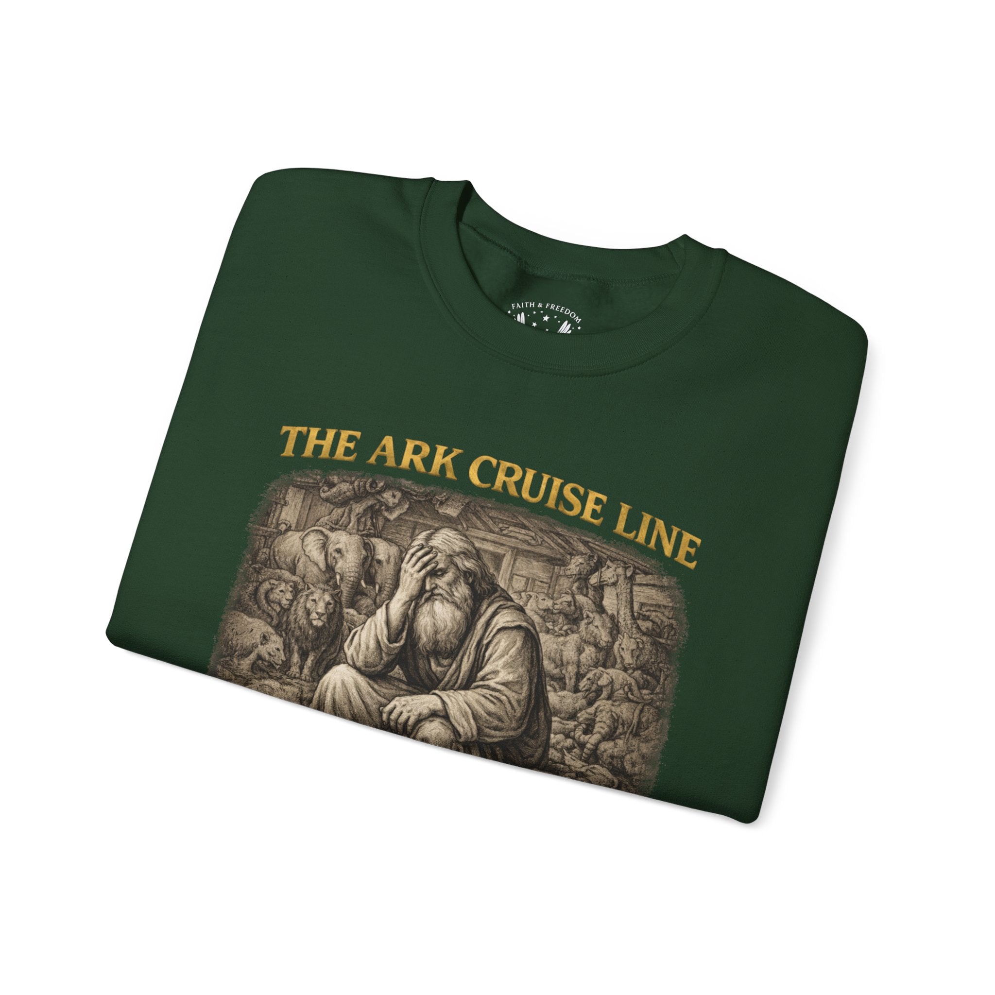 Noah – Crewneck Sweatshirt | “Ark Cruise Liner” Vintage Illustration – Five-Star Faith Series