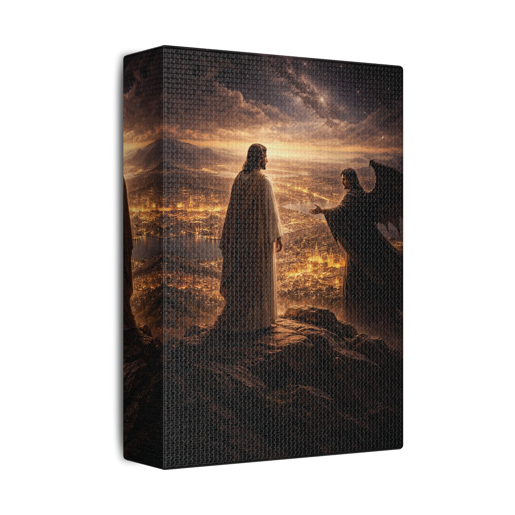 The Kingdom Test Canvas — Christ in the Wilderness Wall Art | Christian Faith Decor