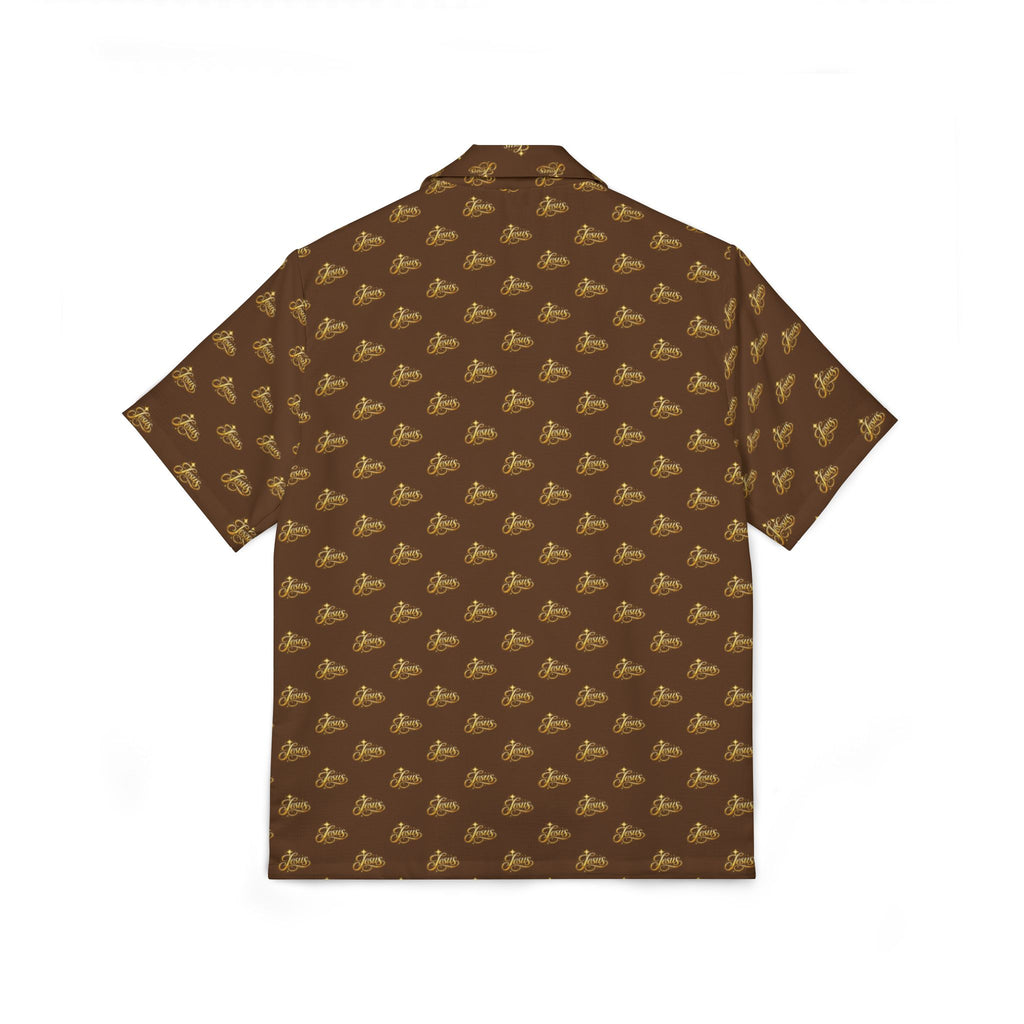 Jesus Brown Vintage Surf Hawaiian Shirt – Premium Christian Camp Button-Up | Retro Faith Beach Shirt