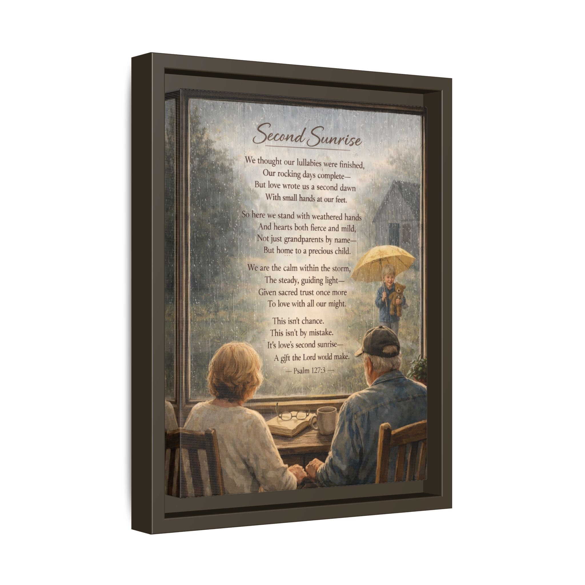 Second Sunrise Framed Canvas Wall Art | Personalized Grandparents Poem | Faith & Family Keepsake