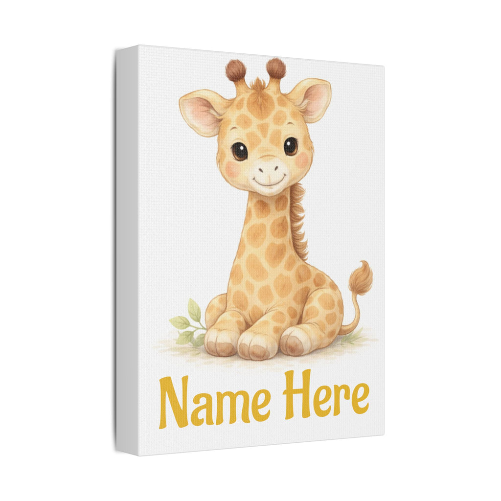 Personalized Giraffe Canvas — Custom Name Nursery Wall Art