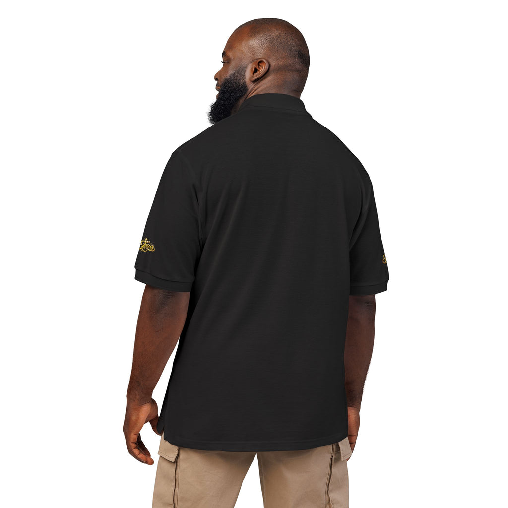 Jesus Gold Fleur Embroidered Polo – Christian Faith Collared Shirt | Elegant Unisex Church Polo