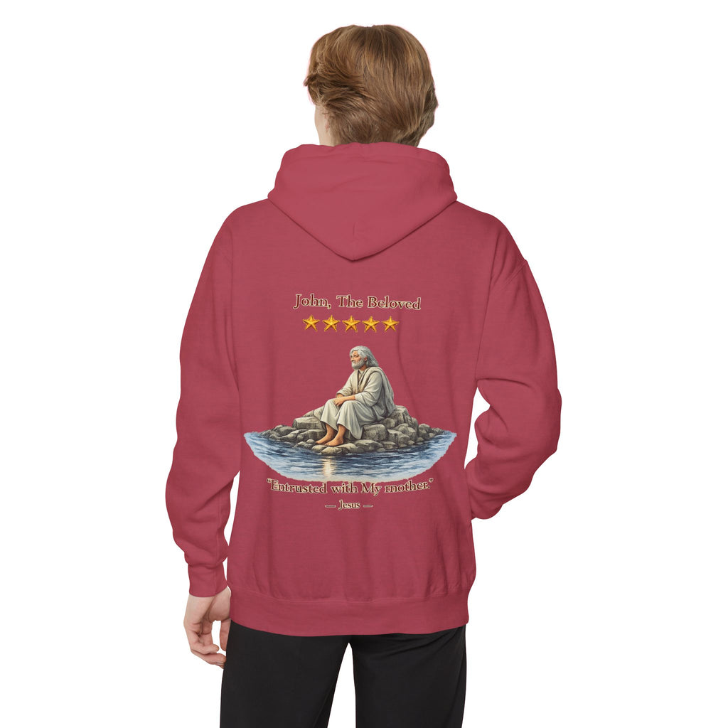 "John The Beloved Review, by Jesus"Hoodie — Illustrated Religious Graphic Pullover-⭐ Five-Star Faith Series⭐