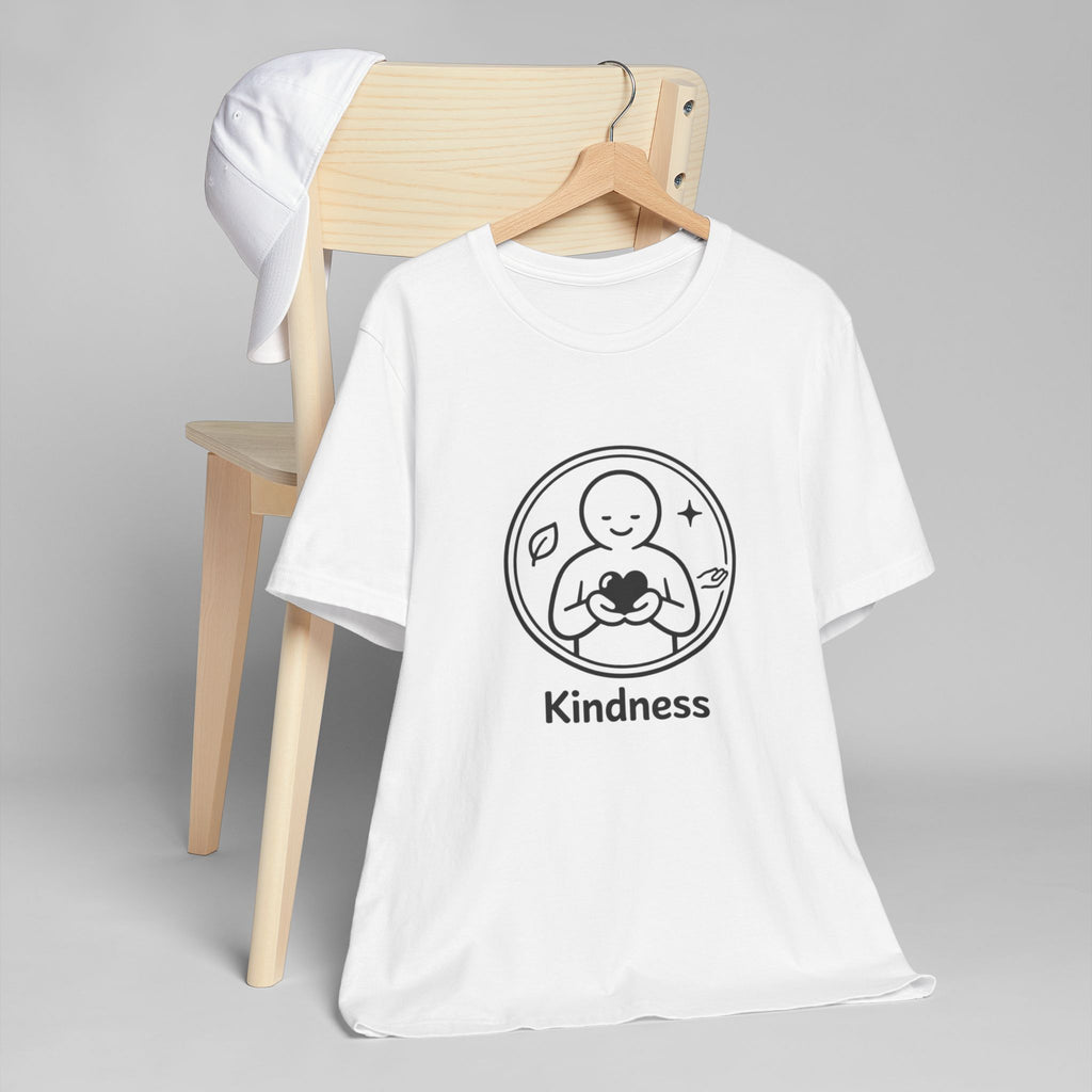 Kindness Minimalist T-Shirt | Inspirational Heart Emblem Tee | Soft Everyday Graphic Shirt