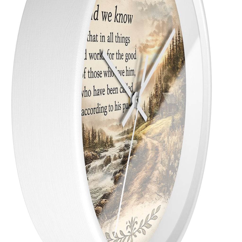 Romans 8:28 Wall Clock | Inspirational Christian Scripture Clock | Rustic Faith Home Decor