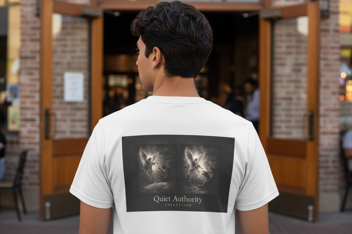 Michael Defeats Satan T-Shirt – Archangel Michael Christian Graphic Tee | Faith Spiritual Apparel