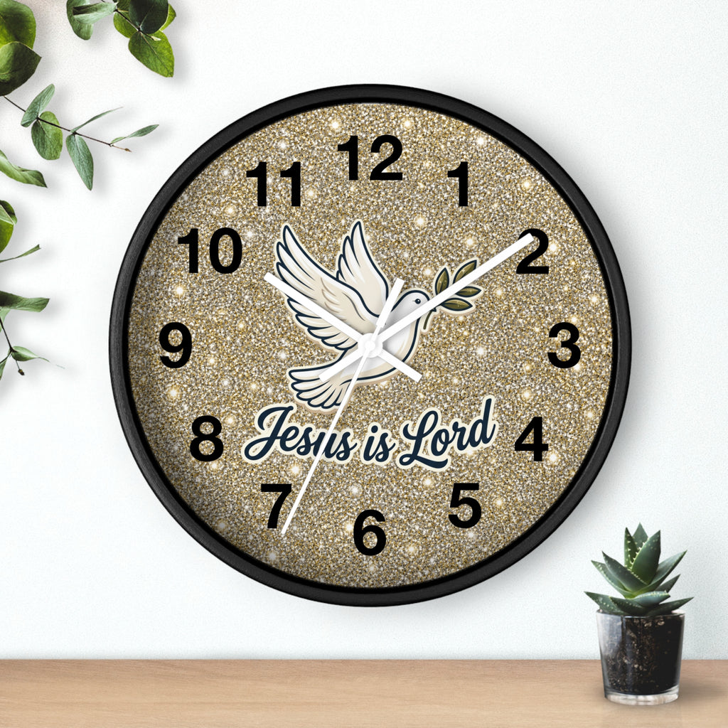 Jesus Is Lord Wall Clock | Dove of Peace Christian Wall Decor | Silent Faith Clock