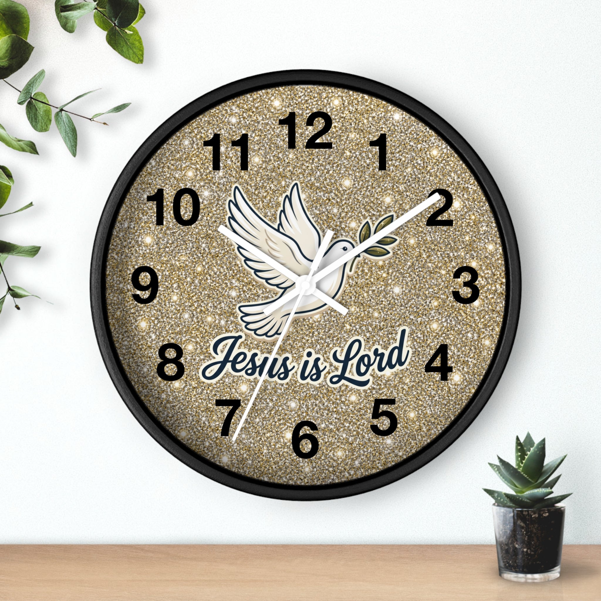 Jesus Is Lord Wall Clock | Dove of Peace Christian Wall Decor | Silent Faith Clock