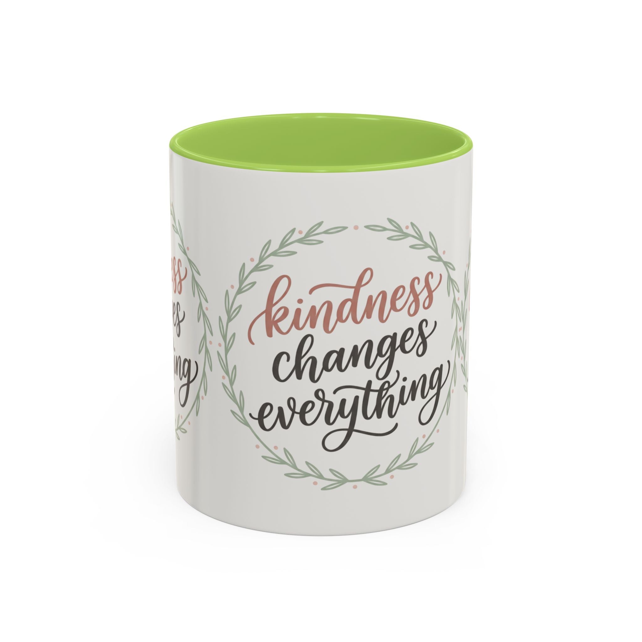Kindness Changes Everything Accent Coffee Mug | Inspirational Ceramic Mug | Faith Freedom Creations