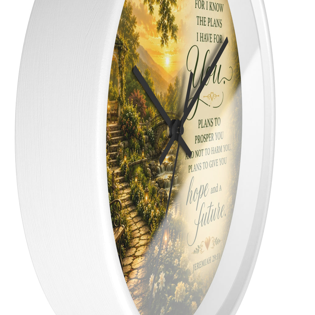 Jeremiah 29:11 Wall Clock | Hope and Future Christian Scripture Clock | Inspirational Garden Decor