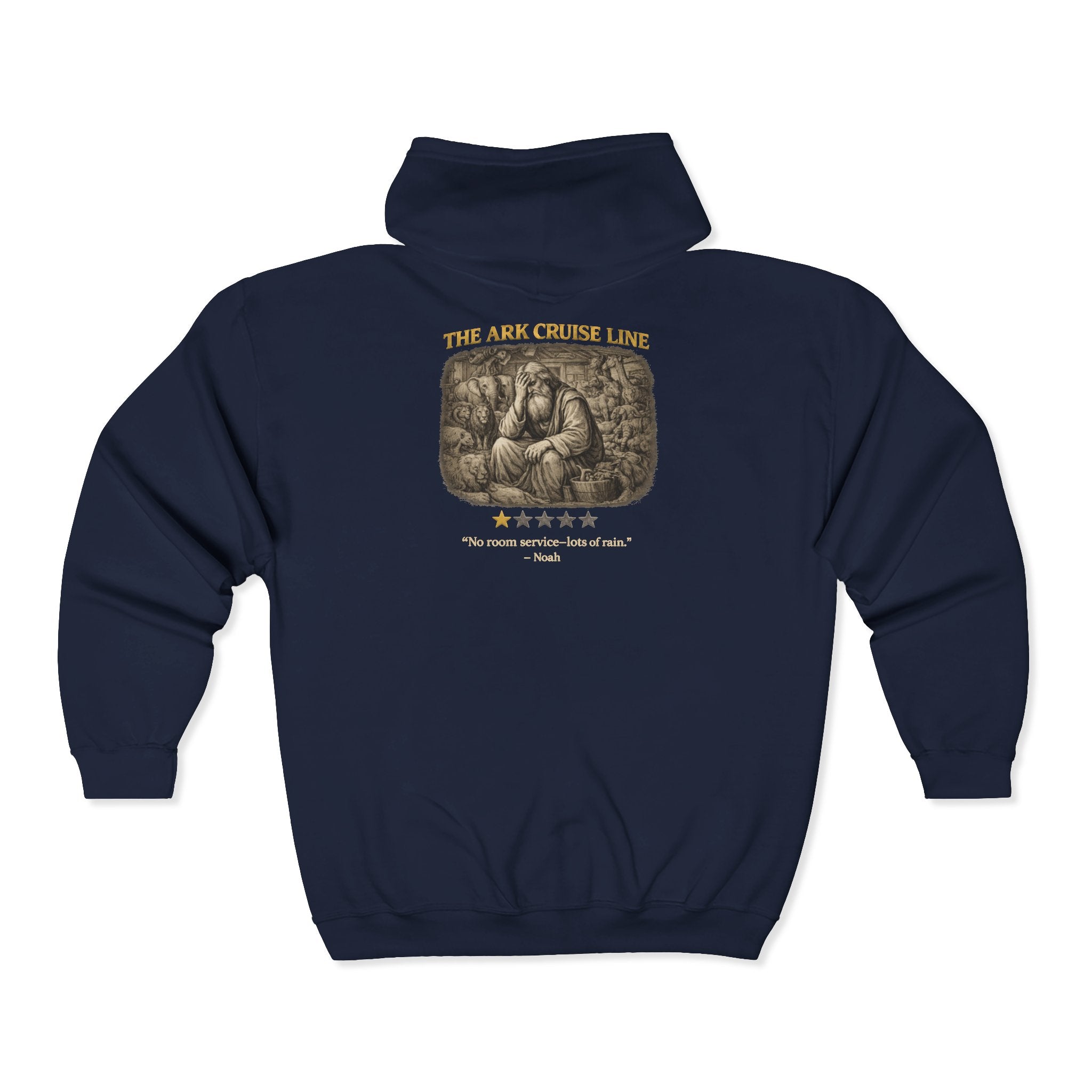 Ark Cruise Line – Full-Zip Hoodie | Vintage Lion Biblical Design – Five-Star Faith Series