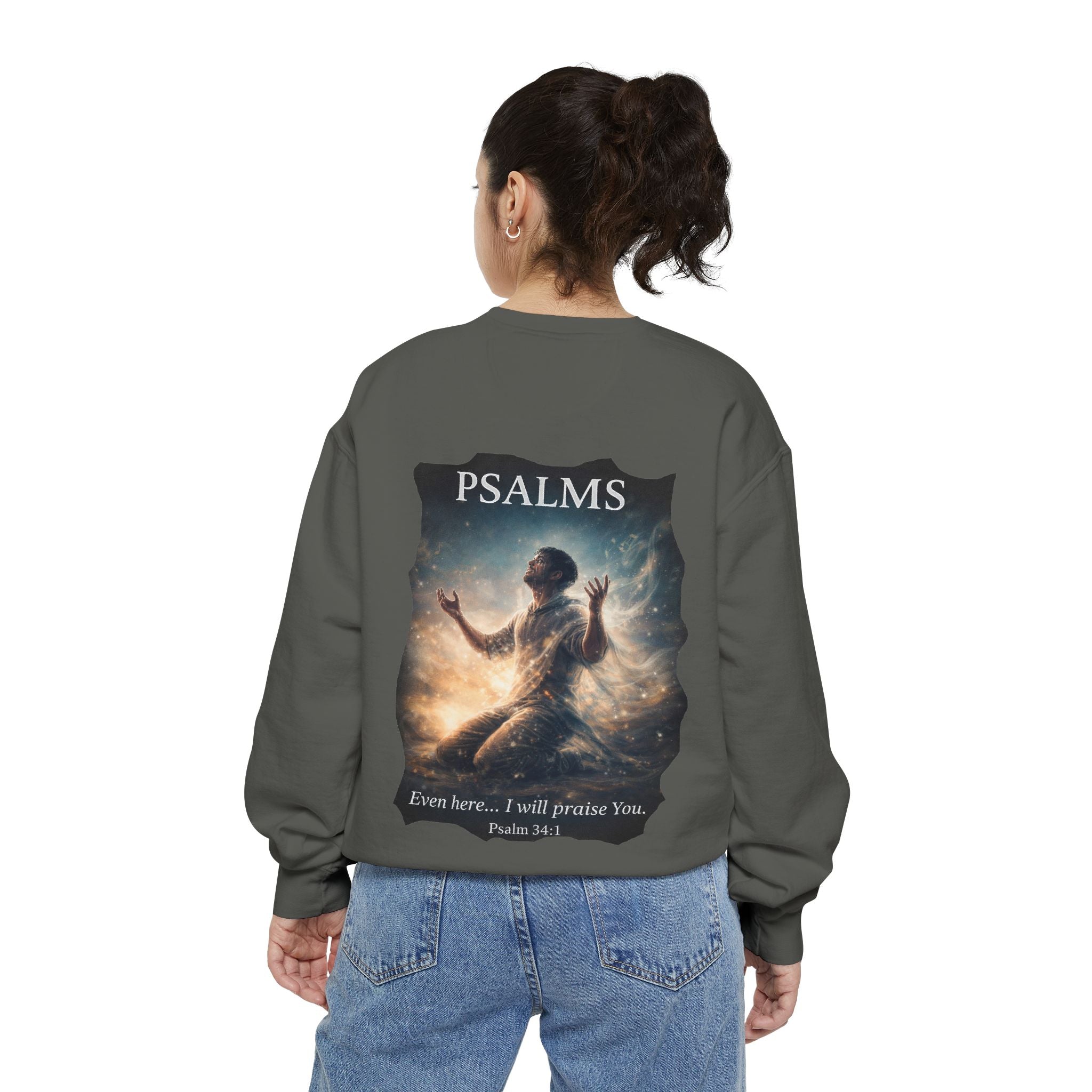 Psalm 34:1 Crewneck Sweatshirt | Inspirational Christian Graphic Sweatshirt | Faith Apparel