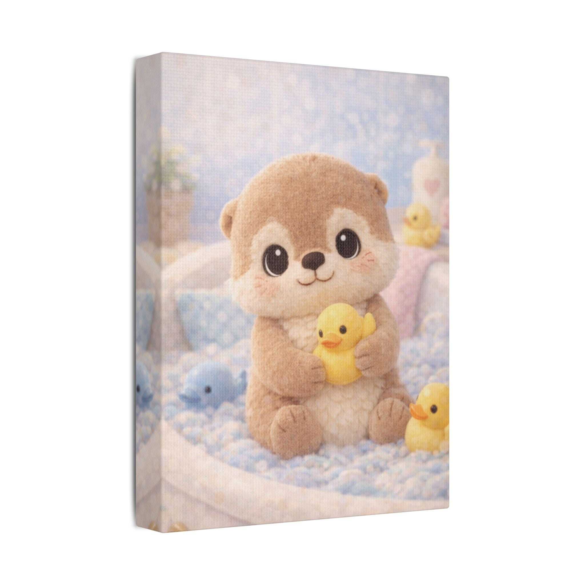 Woodland Otter Canvas — Nursery Woodland Animal Wall Art