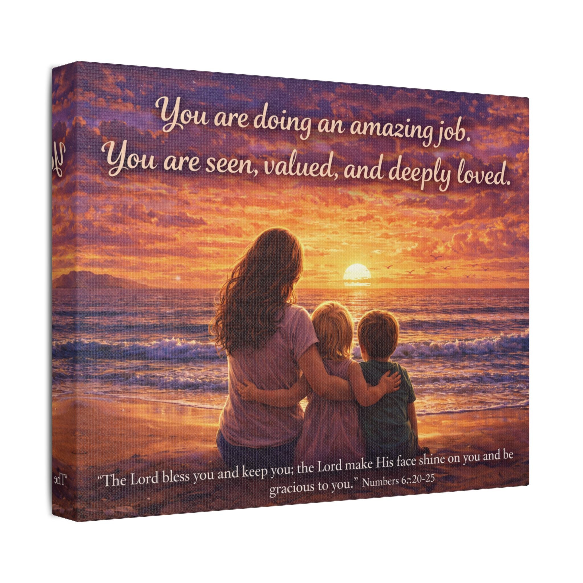 Inspirational Family Sunset Canvas – “You Are Doing an Amazing Job” Wall Art | Encouragement Canvas for Mom
