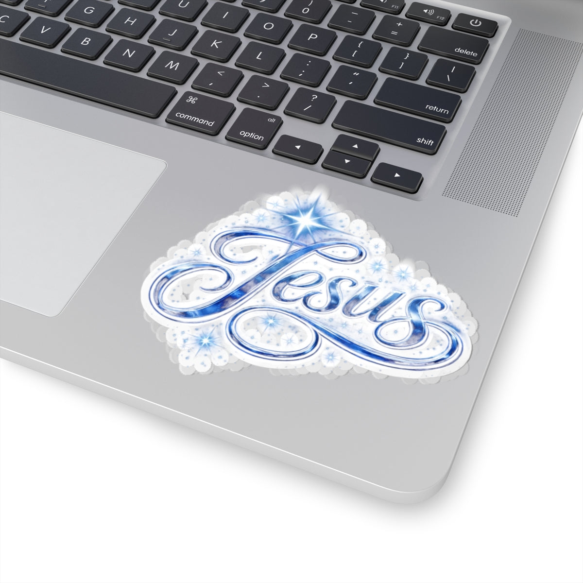 Jesus Script Kiss-Cut Sticker – Sparkling Christian Faith Decal | Inspirational Laptop Sticker