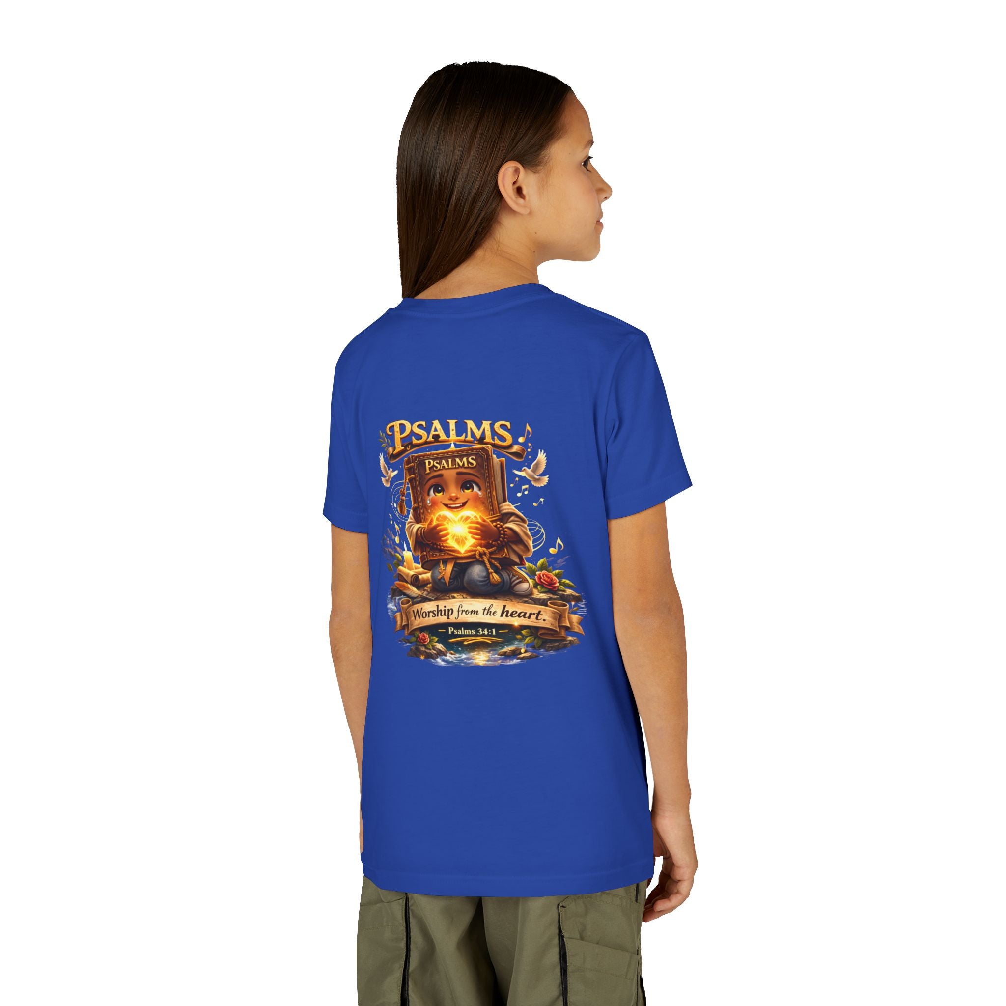 Praise Him Psalms 34:1 Youth T-Shirt | Christian Kids Faith Tee | Inspirational Youth Apparel