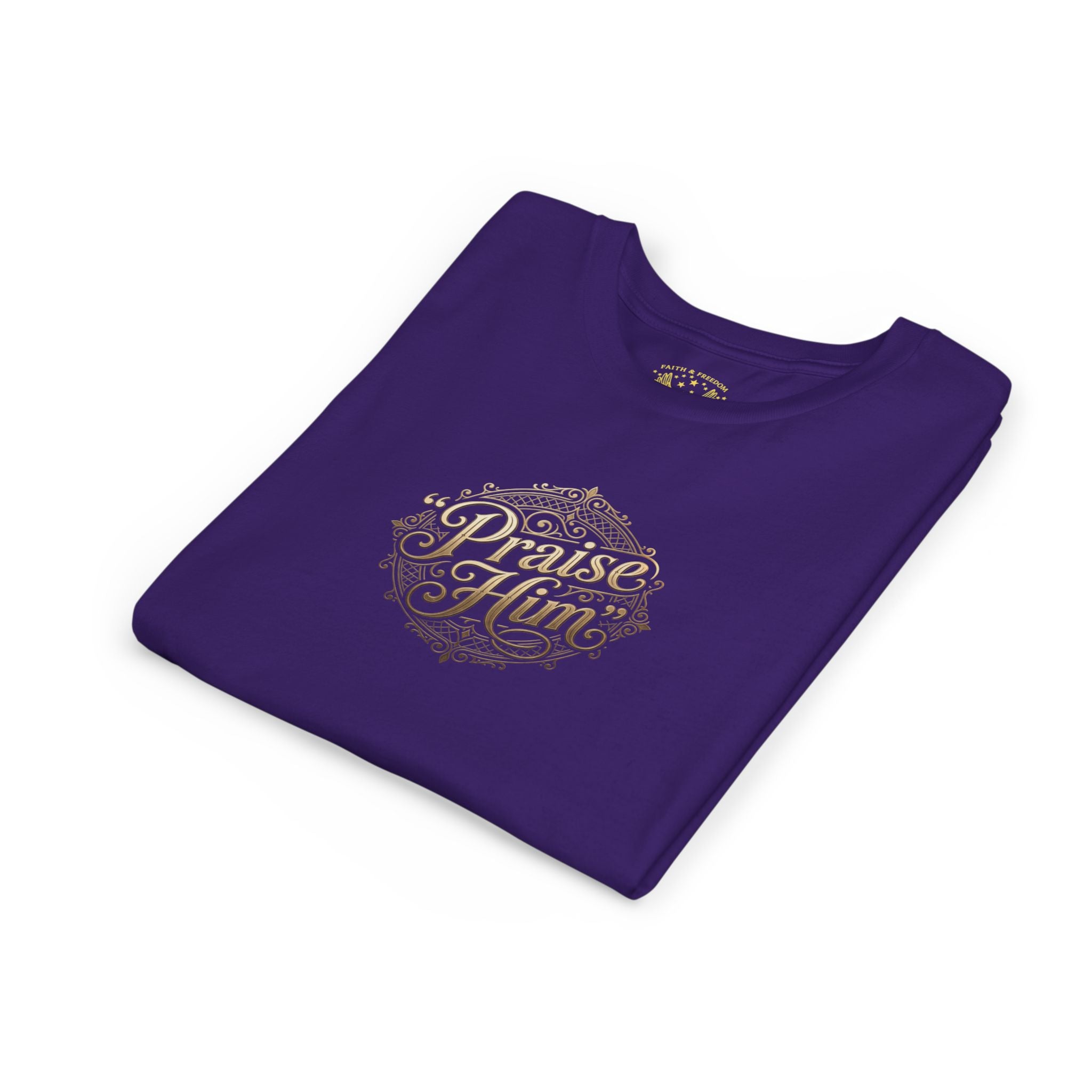 Praise Him Psalms 34:1 Youth T-Shirt | Christian Kids Faith Tee | Inspirational Youth Apparel