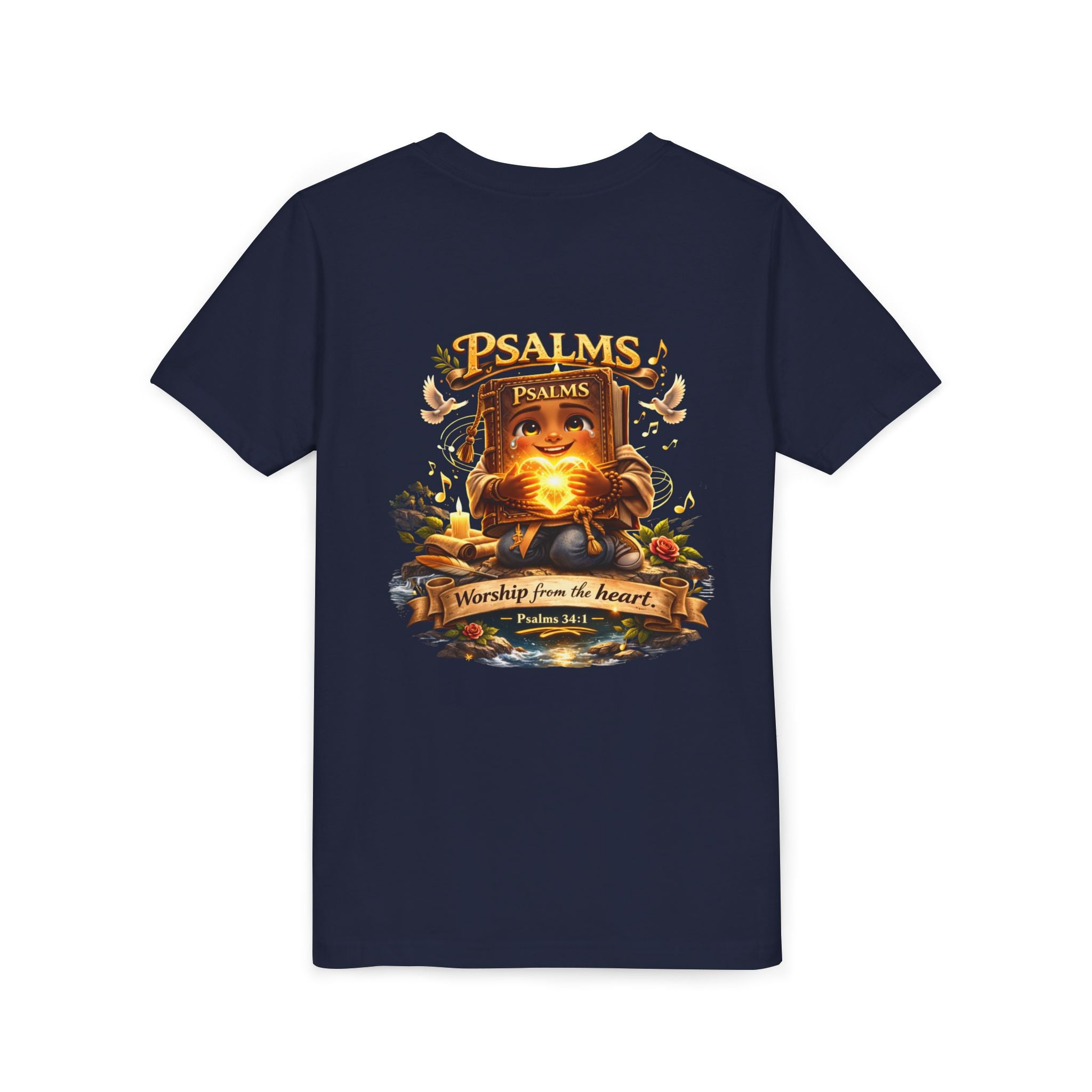 Praise Him Psalms 34:1 Youth T-Shirt | Christian Kids Faith Tee | Inspirational Youth Apparel