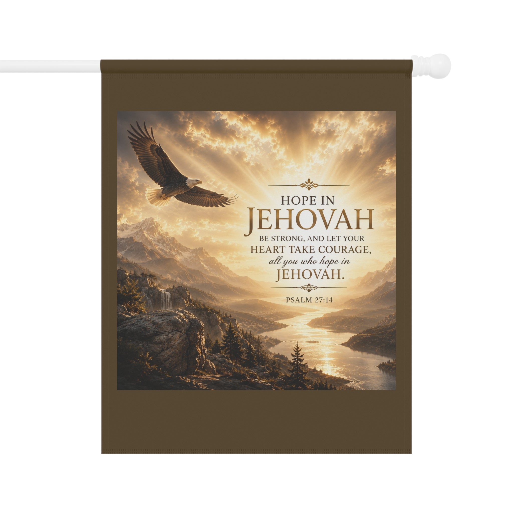 Hope in Jehovah Garden Flag | Psalm 27:14 Inspirational Eagle Banner | Christian Outdoor Decor