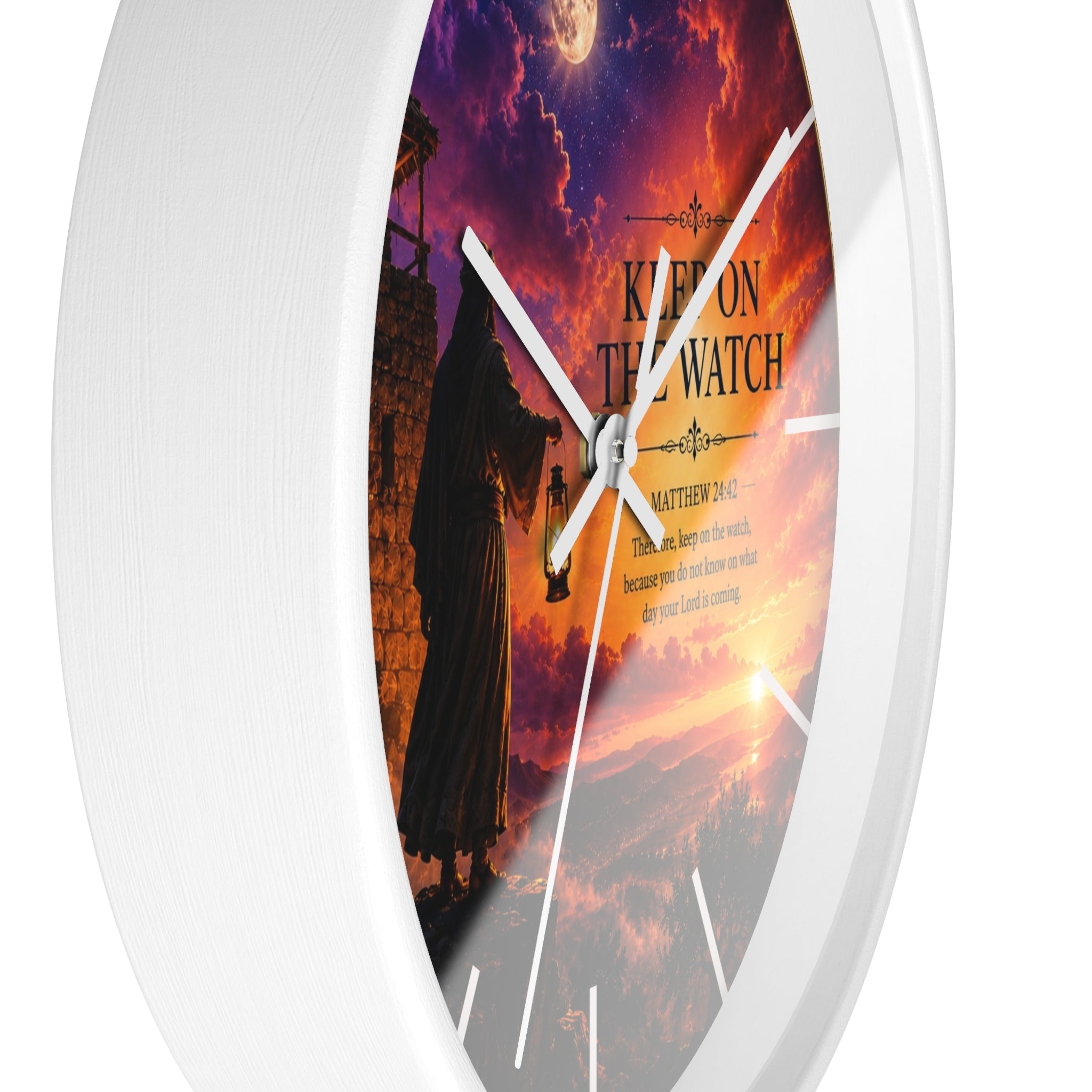 Keep On The Watch Wall Clock | Matthew 24:42 Christian Scripture Clock | Inspirational Faith Decor