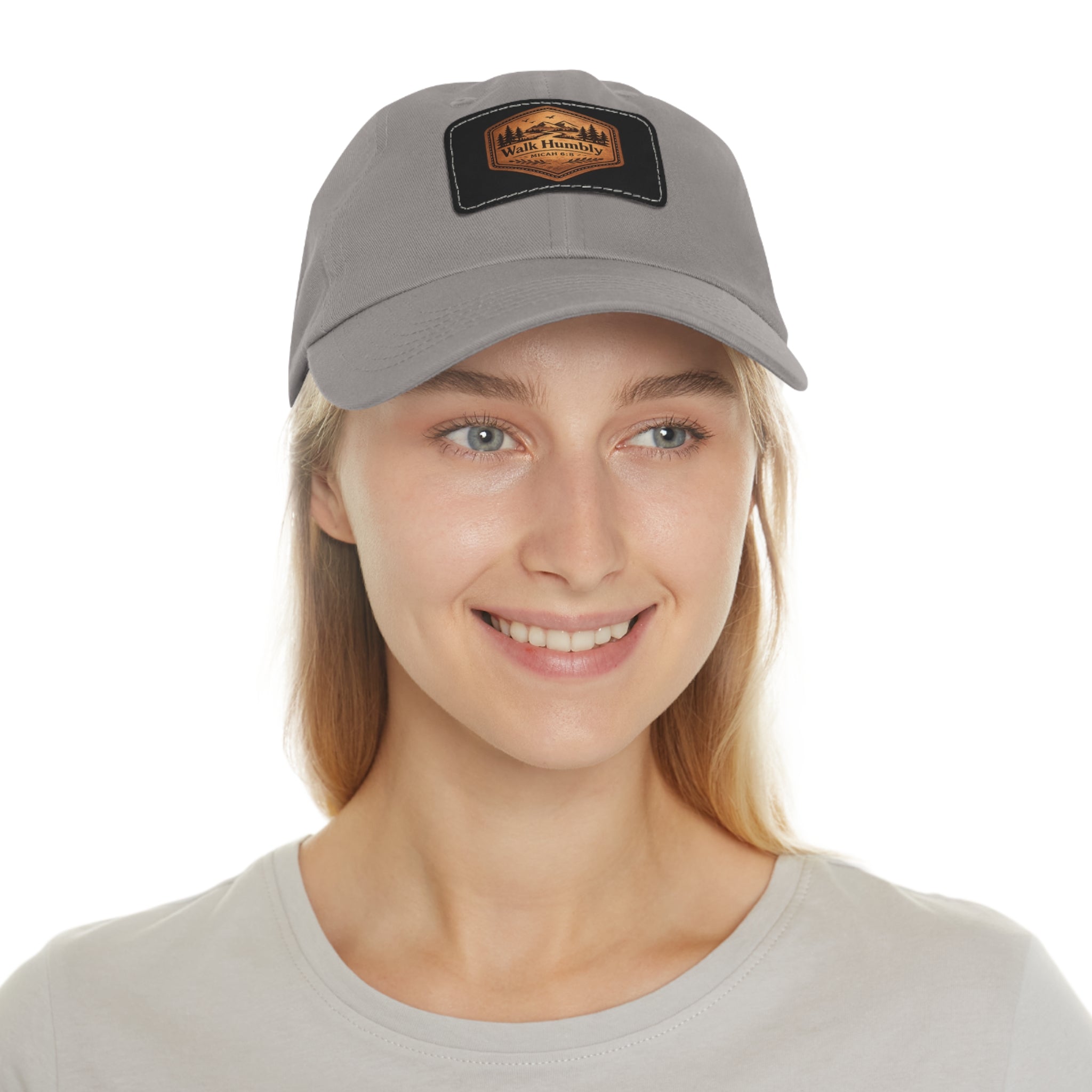 Walk Humbly Leather Patch Dad Hat | Micah 6:8 Christian Outdoor Cap | Faith Freedom Creations