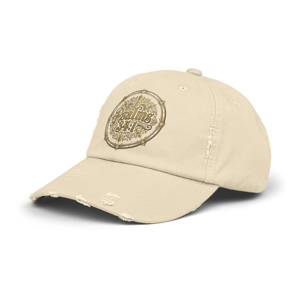 Distressed Black Cap – Psalm 23:1 Vintage Gold Emblem Hat | Faith & Freedom Creations