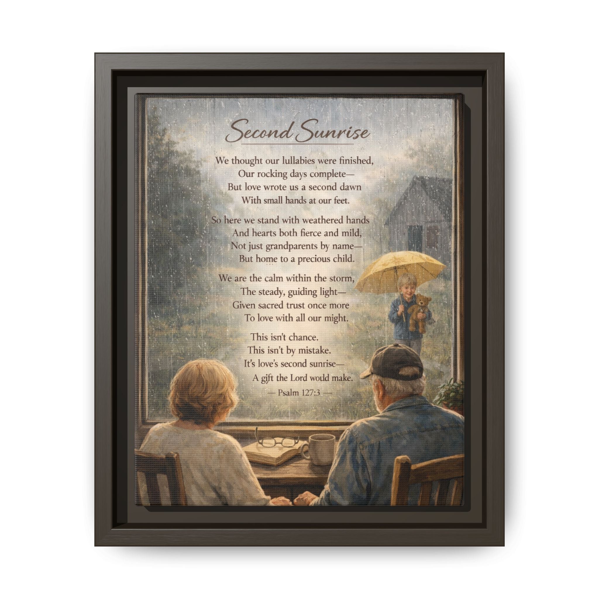 Second Sunrise Framed Canvas Wall Art | Personalized Grandparents Poem | Faith & Family Keepsake