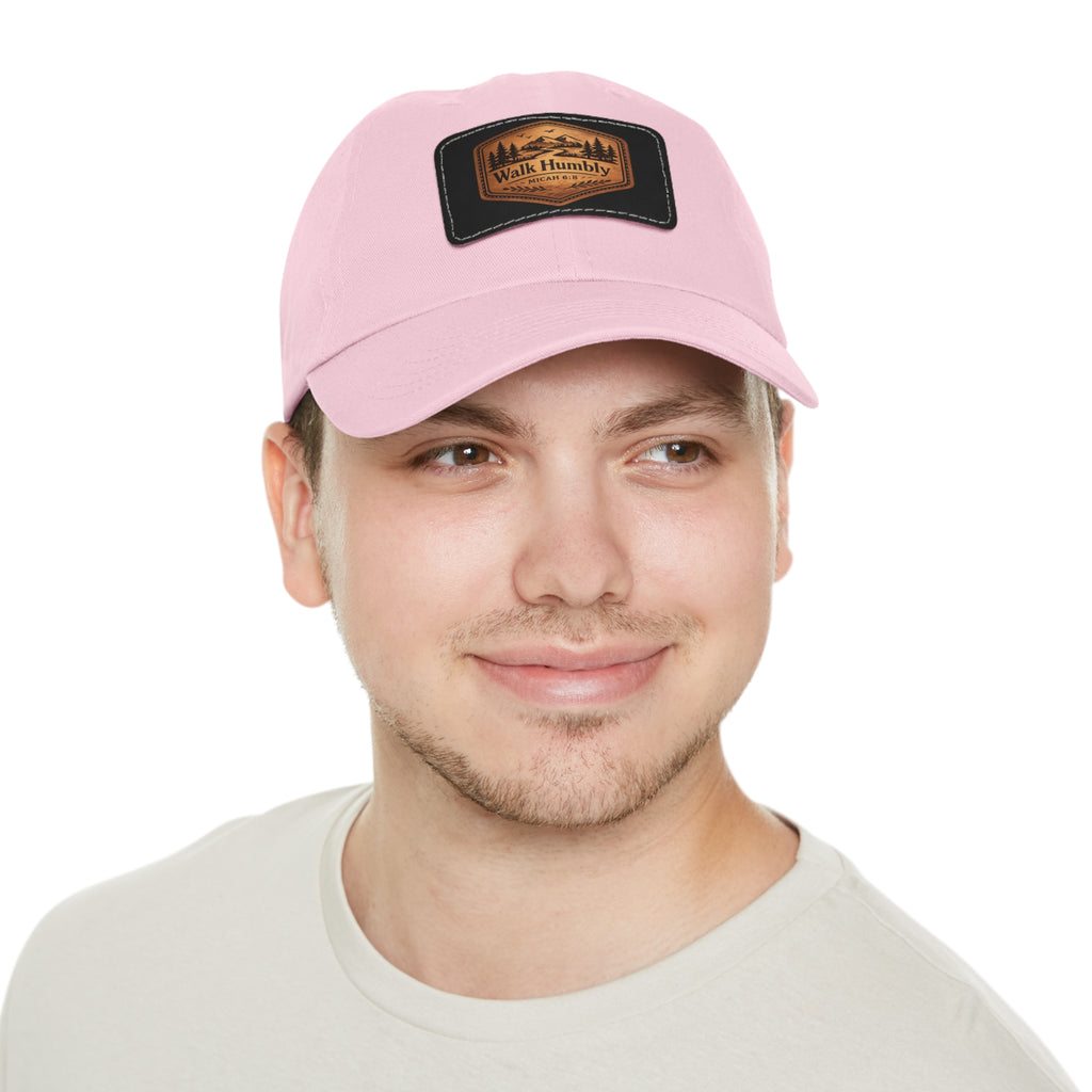 Walk Humbly Leather Patch Dad Hat | Micah 6:8 Christian Outdoor Cap | Faith Freedom Creations